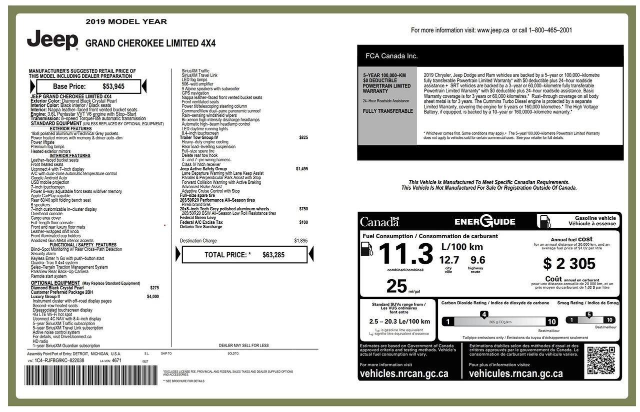 2019 Jeep Grand Cherokee Limited 4x4+Safety Group+Tow PKG+CLEAN CARFAX Photo83