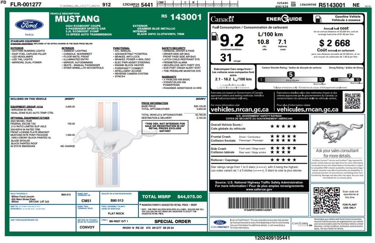 2024 Ford Mustang EcoBoost 101A|NITE PONY PK|AUTO Photo