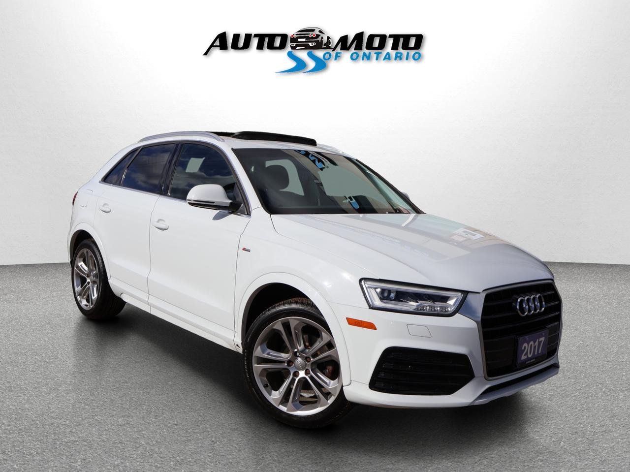 <p>*SAFETY INCLUDED*ACCIDENT FREE*29 AUDI SERVICE RECORDS*LOCAL ONTARIO CAR* <span>Nice </span><span>Clean Audi Q3 Tech S-Line 2.0L 4Cyl with Automatic Transmission. White on Black Leather Interior. Fully Loaded with: Power Windows, Power Locks, Power Heated Mirrors, AUX, AC, Dual Climate Control, Alloys, Heated Leather Front Seats, Keyless Entry, Steering Mounted Controls, Power Sport Front Heated Seat, Bluetooth</span><span>, Panoramic Roof, Back Up Camera, Front & Reverse Parking Sensors, Premium BOSE Audio System</span><span>, Push to Start, Power Tail Gate, Blind Spot Indicators, Roof Rack, Navigation System, </span><span>and ALL THE POWER OPTIONS!! </span></p><pre><p><span>-------------------------------------------------</span><br><span>Financing options are available start from 6.29% with $0 Down payment O.A.C.</span><br><span>-------------------------------------------------</span><br><span>SAFETY CERTIFICATION INCLUDED*** Vehicle comes with: Safety Certification, and Car Fax Report ALL INCLUDED!! At no extra cost to you!! Dont miss this opportunity to own a high-quality, pre-owned vehicle. </span><br><span>-------------------------------------------------</span><br><span>Additionally, our vehicles qualify for up to 4 years of extended warranty. Please speak to your sales representative for more information.</span><br><span>-------------------------------------------------</span><br><span>We are open Monday to Saturday from 10am - 6pm, Sundays Closed.</span><br><span>-------------------------------------------------</span><br><span>We also welcome trade-ins, with on-site buyers available to estimate your vehicle on the same day.</span><br><span>-------------------------------------------------</span><br><span>Visit us at 3219 Harvester Road, Burlington, L7N 3N8 or call us at Nine O Five-281-2255 for more information.</span><br><span>------------------------------------------------</span><br><span>Check our inventory at www automotoinc ca</span></p></pre>