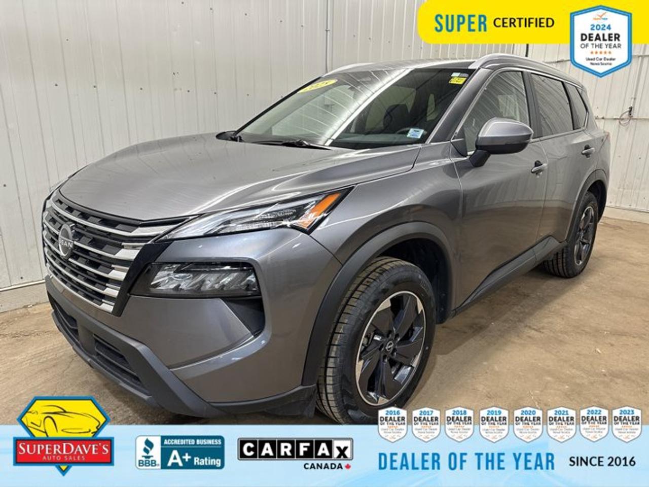 Ready to elevate your daily drive? This 2025 Nissan ROGUE SV Moonroof in sleek gray is a Super Certified SUV that blends style, safety and smart convenience at an exceptional value   priced at $32,895 and showing 45,312 km. The turbocharged 1.5L 3-cylinder with smooth CVT and AWD delivers confident handling whether youre commuting or heading out for the weekend, while features like keyless start, remote engine start and power liftgate make life easier from the moment you walk up.<br><p>THE SUPER DAVES ADVANTAGE</p> <p>BUY REMOTE - No need to visit the dealership. Through email, text, or a phone call, you can complete the purchase of your next vehicle all without leaving your house!</p> <p>DELIVERED TO YOUR DOOR - Your new car, delivered straight to your door! When buying your car with Super Daves, well arrange a fast and secure delivery. Just pick a time that works for you and well bring you your new wheels!</p> <p>PEACE OF MIND WARRANTY - Every vehicle we sell comes backed with a warranty so you can drive with confidence.</p> <p>EXTENDED COVERAGE - Get added protection on your new car and drive confidently with our selection of competitively priced extended warranties.</p> <p>WE ACCEPT TRADES - We&rsquo;ll accept your trade for top dollar! We&rsquo;ll assess your trade in with a few quick questions and offer a guaranteed value for your ride. We&rsquo;ll even come pick up your trade when we deliver your new car.</p> <p>SUPER CERTIFIED INSPECTION - Every vehicle undergoes an extensive 120 point inspection, that ensure you get a safe, high quality used vehicle every time.</p> <p>FREE CARFAX VEHICLE HISTORY REPORT - If youre buying used, its important to know your cars history. Thats why we provide a free vehicle history report that lists any accidents, prior defects, and other important information that may be useful to you in your decision.</p> <p>METICULOUSLY DETAILED &ndash; Buying used doesn&rsquo;t mean buying grubby. We want your car to shine and sparkle when it arrives to you. Our professional team of detailers will have your new-to-you ride looking new car fresh.</p> <p>(Please note that we make all attempt to verify equipment, trim levels, options, accessories, kilometers and price listed in our ads however we make no guarantees regarding the accuracy of these ads online. Features are populated by VIN decoder from manufacturers original specifications. Some equipment such as wheels and wheels sizes, along with other equipment or features may have changed or may not be present. We do not guarantee a vehicle manual, manuals can be typically found online in the rare event the vehicle does not have one. Please verify all listed information with our dealership in person before purchase. The sale price does not include any ongoing subscription based services such as Satellite Radio. Any software or hardware updates needed to run any of these systems would also be the responsibility of the client. All listed payments are OAC which means On Approved Credit and are estimated without taxes and fees as these may vary from deal to deal, taxes and fees are extra. As these payments are based off our lenders best offering they may be subject to change without notice. Please ensure this vehicle is ready to be viewed at the dealership by making an appointment with our sales staff. We cannot guarantee this vehicle will be on premises and ready for viewing unless and appointment has been made.)</p>