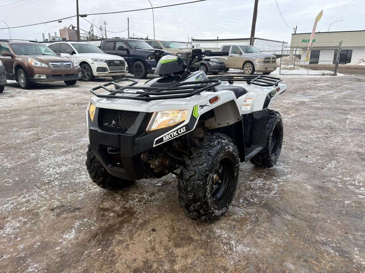 <p data-start=128 data-end=527>The 2023 Arctic Cat Alterra 450 is built for riders who want reliable performance, rugged capability, and everyday versatility on trails, work sites, or back-country terrain. Powered by a smooth and responsive 443 cc single-cylinder engine, it delivers dependable torque and easy-to-use power that&rsquo;s perfect for trail riding, hauling gear, or tackling chores around the property with confidence.</p><p data-start=128 data-end=527>&nbsp;</p><p data-start=529 data-end=940>Purpose-built for all-around utility, the Alterra 450 features selectable 2WD/4WD with a locking front differential for added traction when the terrain gets tough, plus independent suspension with quality shocks that provide a comfortable, composed ride over varied ground. Its durable chassis and well-tuned handling deliver stability and control whether you&rsquo;re cruising trails or navigating technical terrain.</p><p data-start=529 data-end=940>&nbsp;</p><p data-start=942 data-end=1254>Equipped with rugged all-terrain tires, sturdy wheels, LED lighting, a full digital display, and practical utility features like front and rear racks for cargo, the Alterra 450 blends rugged performance with modern convenience. Comfortable seating and intuitive controls make long days easier and more enjoyable.</p><p data-start=942 data-end=1254>&nbsp;</p><p data-start=1256 data-end=1458>Whether you&rsquo;re out exploring trails, getting work done, or heading out for weekend fun, the 2023 Arctic Cat Alterra 450 delivers dependable performance, capability, and comfort in one versatile package.</p><p data-start=1256 data-end=1458>&nbsp;</p><p data-start=1460 data-end=1545>Contact us today to learn more about financing, trade-ins, or delivery across Canada!</p>