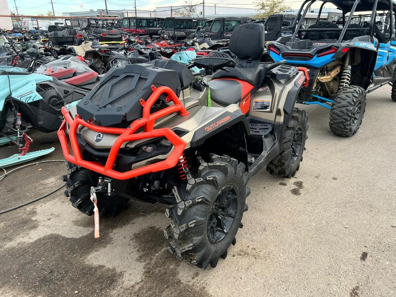 <p data-start=164 data-end=495>The 2023 Can-Am Outlander X MR 1000R is built for riders who demand maximum performance in the most extreme off-road conditions. Powered by a 91-horsepower Rotax&reg; 1000R V-Twin engine, this mud-ready beast delivers explosive torque and throttle response for powering through deep ruts, slick trails, and demanding terrain.</p><p data-start=164 data-end=495>&nbsp;</p><p data-start=497 data-end=866>Designed specifically for mud riding, the X MR 1000R features snorkeled engine and CVT intakes, 30-inch ITP Cryptid tires on 14-inch aluminum wheels, and the Smart-Lok&trade; front differential with Mud Mode for instant, automatic traction control. Its Tri-Mode Dynamic Power Steering (DPS) ensures confident handling even in heavy mud or uneven ground.</p><p data-start=497 data-end=866>&nbsp;</p><p data-start=868 data-end=1178>The FOX 1.5 Podium QS3 shocks, arched double A-arm suspension, and 13 inches of ground clearance provide outstanding comfort and control over rough terrain. A factory-installed 3,500-lb winch and heavy-duty front bumper come standard for recovery and protection when the trail gets tough.</p><p data-start=868 data-end=1178>&nbsp;</p><p data-start=1180 data-end=1323>With bold X MR styling and Can-Am&rsquo;s proven durability, the 2023 Outlander 1000R X MR is engineered to take mud performance to the next level.</p><p data-start=0 data-end=144>&nbsp;</p><p data-start=1325 data-end=1416>Contact us today to learn more about financing, trade-ins, or delivery across Canada!</p>