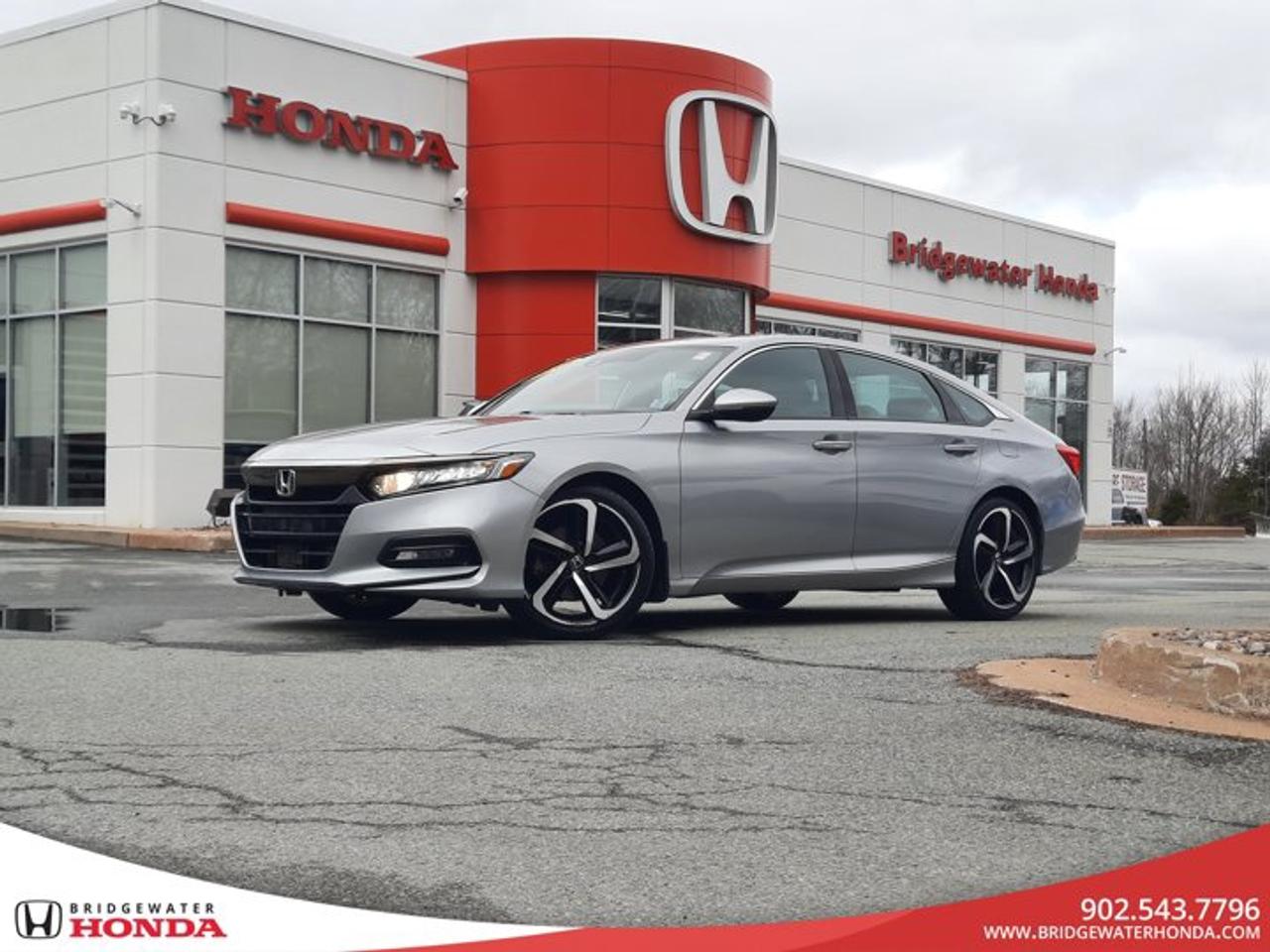 Recent Arrival!Silver 2018 Honda Accord Sport FWD CVTFresh MVI-Motor vehicle inspection and current service completed- Oil and filter change- Interior and exterior detailing-Carfaxes vehicle history will be provided-Brakes and tire measurements pass certification standards-Qualifies for several warranty upgrade options-Flexible financing options available-All trade ins are welcomeHelping over 700 customers a year find the right vehicle for them.We are excited to help you with your next vehicle purchase.Reviews:* Owners rave about easy-to-use tech, powerful LED headlights, a ride that nicely balances comfort against responsive handling, and powertrains that are refined and rich with low-end torque response for more pleasing power delivery. Plenty of storage space for smaller items, and a nicely finished look and feel to many of the smaller on-board controls rounds out the package. Generous rear-seat legroom is also noted. Source: autoTRADER.ca