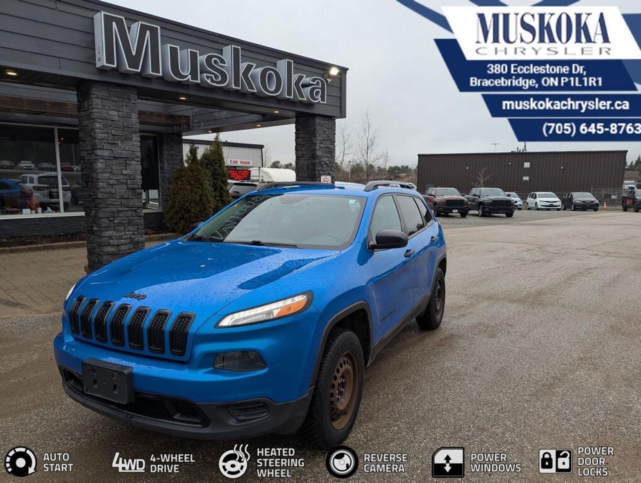 This JEEP CHEROKEE ALTITUDE, with a 4 Cylinder Engine engine, features a TRANSMISSION: 9-SPEED AUTOMATIC transmission, and generates 8.4 highway/11.3 city L/100km. Find this vehicle with only 147839 kilometers!  JEEP CHEROKEE ALTITUDE Options: This JEEP CHEROKEE ALTITUDE offers a multitude of options. Technology options include: 1 LCD Monitor In The Front, MP3 Capability, Radio w/Seek-Scan, Clock, Speed Compensated Volume Control, Aux Audio Input Jack, Voice Activation, Radio Data System and External Memory Control.  Safety options include Variable Intermittent Wipers, Airbag Occupancy Sensor, Curtain 1st And 2nd Row Airbags, Dual Stage Driver And Passenger Front Airbags, Rear Child Safety Locks.  Visit Us: Find this JEEP CHEROKEE ALTITUDE at Muskoka Chrysler today. We are conveniently located at 380 Ecclestone Dr Bracebridge ON P1L1R1. Muskoka Chrysler has been serving our local community for over 40 years. We take pride in giving back to the community while providing the best customer service. We appreciate each and opportunity we have to serve you, not as a customer but as a friend
