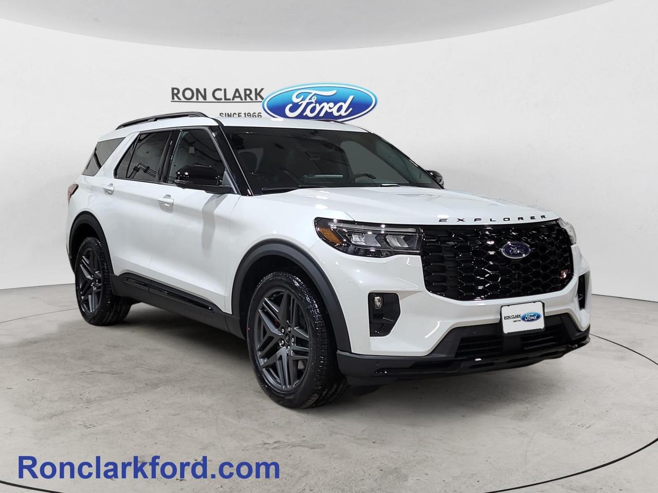 Experience power, performance, and refined style with this 2026 Ford Explorer ST 4WD, finished in stunning Star White with a sleek Onyx interior. Designed for those who want more from their SUV, this Explorer ST delivers an exhilarating drive without compromising comfort or versatility.Under the hood, the 3.0L EcoBoost V6 engine pairs seamlessly with a responsive 10-speed automatic transmission, providing impressive horsepower, smooth acceleration, and confident capability in all driving conditions. With intelligent 4WD, you’ll have the traction and control you need whether youre navigating city streets or tackling tougher terrain.Inside, the Onyx interior offers a bold, sport-inspired atmosphere with premium finishes and thoughtful design throughout. The 400A Equipment Group ensures you have all the essential features and modern conveniences expected from a performance-focused SUV, while the keyless entry keypad adds an extra layer of ease and accessibility to your daily routine.Blending aggressive ST styling with advanced engineering and everyday practicality, this 2026 Explorer ST is built to stand out and perform. Whether youre commuting, road-tripping, or just enjoying the drive, this SUV delivers a confident and dynamic experience every time you get behind the wheel.Come to the dealer you can trust. 60 years and counting Ron Clark Ford & Jayco RV is known for great value and being best in customer service! We serve and deliver all over Ontario including destinations such as Wyoming, Petrolia, Sarnia, London, Guelph, Kitchener-Waterloo, Hamilton, GTA, Ottawa & Chatham-Kent. Call or visit us at RON CLARK FORD & JAYCO RV to view and test drive today! RON CLARK FORD where else!!