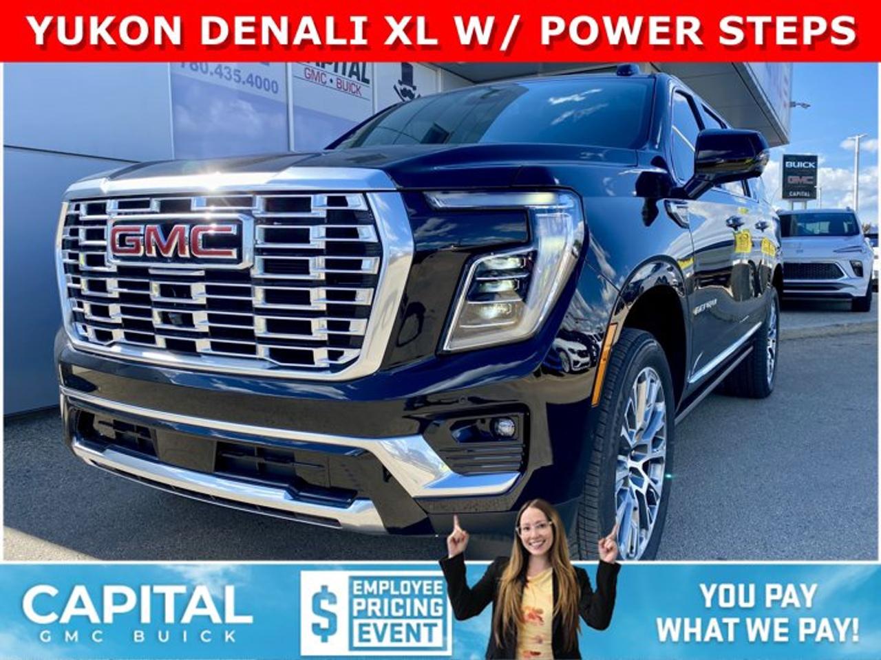 Check out the NEW 2026 YUKON! This Redesigned and Fully Loaded DENALI comes equipped with options Panoramic Sunroof, Power Assist Steps, 22 Inch Wheels, Adaptive Cruise, Heated and Cooled Seats, 15 Inch heads-up display, 360 CAM, MASSIVE Horizontal Touchscreen, Rear Heated Seats, Trailering Package, and so much more.... Come and experience it for yourself at CAPITAL GMC BUICKAsk for the Internet Department for more information or book your test drive today! Text 507-585-4395 for fast answers at your fingertips!AMVIC Licensed Dealer - Licence Number B1044900