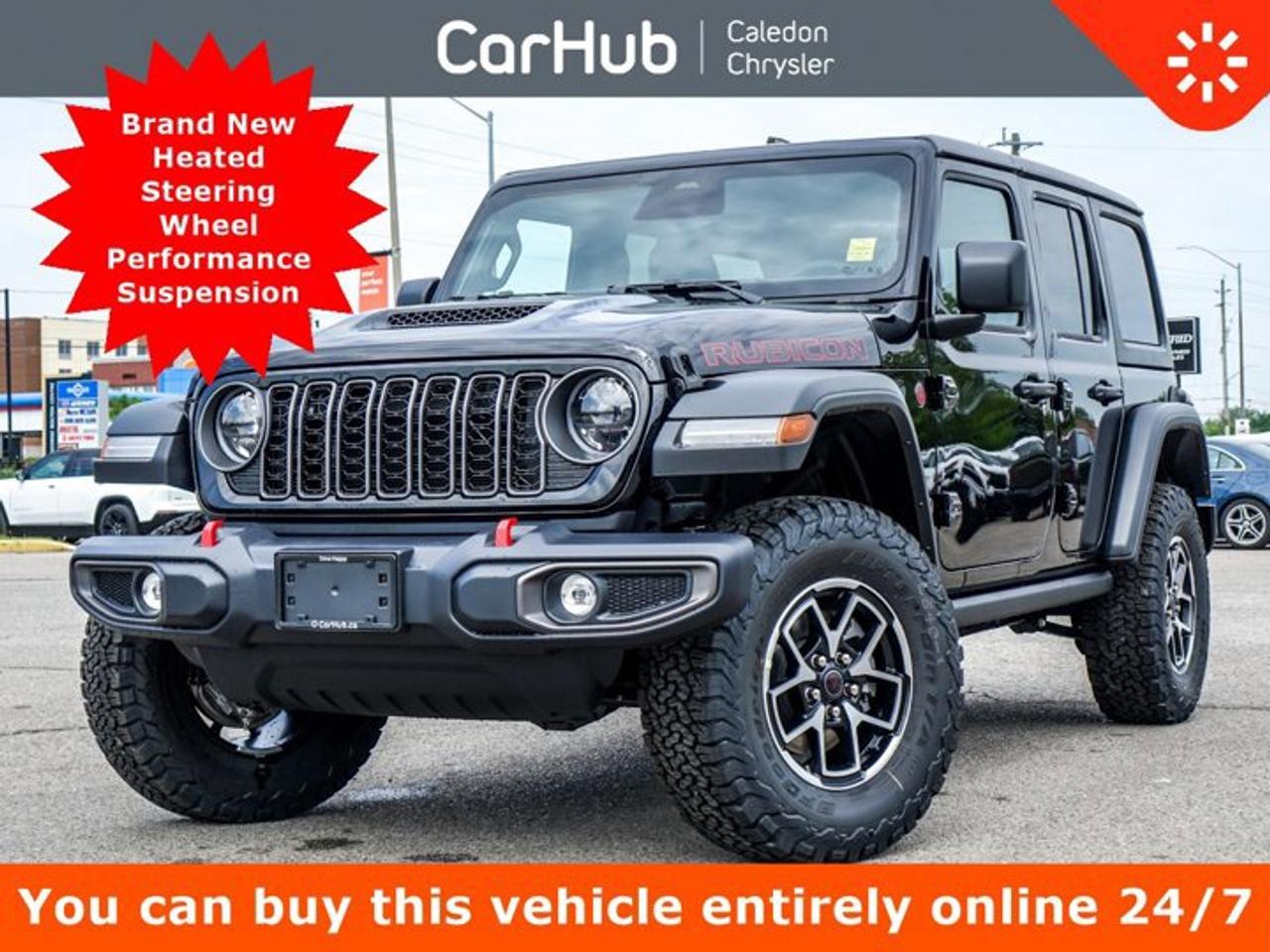 <p>This Jeep Wrangler Rubicon has a dependable Regular Unleaded V-6 3.6 L/220 engine powering this Automatic transmission. ENGINE: 3.6L PENTASTAR VVT V6 W/ESS (STD), Wireless Phone Connectivity, Window Grid Antenna, Wheels: 17 x 7.5 Machined Painted Black, Voice Activated Dual Zone Front Automatic Air Conditioning.Our advertised prices are for consumers (i.e. end users) only.</p><p> </p><p> </p><p>This Jeep Wrangler Rubicon 4x4 Features the Following Options </p><p>12.3 Display</p><p>Apple Carplay</p><p>4.1 Rear Axle Ratio</p><p>Heated Front Seats</p><p>Heated Steering Wheel</p><p>Performance Suspension</p><p>Enhanced Adaptive Cruise Control</p><p>Blind-Spot & Cross-Path Detection</p><p>Black Freedom Top 3 Piece Hard Top</p><p>4G LTE Wi-Fi Hot Spot Mobile Hotspot Internet Access</p><p>Auto On/Off Reflector Led Low/High Beam Daytime Running Headlamps w/Delay-Off, Parksense Rear Park Assist System, Automatic High-Beam Headlamp Control, Blind-Spot & Cross-Path Detection, Heated Steering Wheel,  Front Heated Seats, Wireless Phone Connectivity, Window Grid Antenna, Voice Activated Dual Zone Front Automatic Air Conditioning, Variable Intermittent Wipers,Trip Computer.</p><p>Variable Intermittent Wipers, Urethane Gear Shifter Material, Trip Computer, Transmission: 6-Speed Manual, Trailer Wiring Harness, Towing Equipment -inc: Trailer Sway Control, Tire Specific Low Tire Pressure Warning, Tailgate/Rear Door Lock Included w/Power Door Locks, Swing-Out Rear Cargo Access, Streaming Audio,</p><p> </p><p>Drive Happy with CarHub<br />*** All-inclusive, upfront prices -- no haggling, negotiations, pressure, or games</p><p>*** Purchase or lease a vehicle and receive a $1000 CarHub Rewards card for service</p><p>*** All available manufacturer rebates have been applied and included in our sale price</p><p>*** Purchase this vehicle fully online on CarHub websites</p><p> </p><p>Transparency Statement<br />Online prices and payments are for finance purchases -- please note there is a $850 finance/lease fee. Cash purchases for used vehicles have a $2,350 surcharge (the finance price + $2,350), however cash purchases for new vehicles only have tax and licensing extra -- no surcharge. NEW vehicles priced at over $100,000 including add-ons or accessories are subject to the additional federal luxury tax. While every effort is taken to avoid errors, technical or human error can occur, so please confirm vehicle features, options, materials, and other specs with your CarHub representative. This can easily be done by calling us or by visiting us at the dealership. CarHub used vehicles come standard with 1 key. If we receive more than one key from the previous owner, we include them with the vehicle. Additional keys may be purchased at the time of sale. Ask your Product Advisor for more details. Payments are only estimates derived from a standard term/rate on approved credit. Terms, rates and payments may vary. Prices, rates and payments are subject to change without notice. Please see our website for more details.</p><br/><br/><p> This Jeep Wrangler delivers a Regular Unleaded V-6 3.6 L/220 engine powering this Manual transmission. WHEELS: 17 X 7.5 MACHINED PAINTED BLACK  (STD), TRANSMISSION: 6-SPEED MANUAL  (STD), TIRES: LT285/70R17C BSW OFF-ROAD  (STD). <p> This Jeep Wrangler Features the Following Options <br /> STEEL PERFORMANCE HOOD PACKAGE  -inc: Performance Hood, QUICK ORDER PACKAGE 23R RUBICON  -inc: Engine: 3.6L Pentastar VVT V6 w/ESS, Transmission: 6-Speed Manual , SAFETY GROUP  -inc: Park-Sense Rear Park Assist System, Automatic High-Beam Headlamp Control, Blind-Spot & Cross-Path Detection, PERFORMANCE SUSPENSION  (STD), GVWR: 2,710 KGS (5,975 LBS)  (STD), ENGINE: 3.6L PENTASTAR VVT V6 W/ESS  (STD), CONVENIENCE GROUP  -inc: Heated Steering Wheel, Universal Garage Door Opener, Front Heated Seats, BLACK, CLOTH LOW-BACK BUCKET SEATS, BLACK FREEDOM TOP 3-PIECE HARDTOP  -inc: Freedom Panel Storage Bag, Rear Window Defroster, Rear Window Wiper w/Washer, Delete Sunrider Soft Top, BLACK. </p> <p>Drive Happy with CarHub<br>*** All-inclusive, upfront prices  no haggling, negotiations, pressure, or games*** Purchase or lease a vehicle and receive a $1000 CarHub Rewards card for service *** All available manufacturer rebates have been applied and included in our sale price*** Purchase this vehicle fully online on CarHub websites</p> <p>Transparency Statement<br>USED VEHICLES:Online prices and payments are for finance purchases  please note there is a $850 safety certification fee. if not Certified, then as per OMVIC Regulations the vehicle is deemed to be not drivable and Not Certified. Cash purchases for used vehicles have a $2,350 surcharge which includes the safety certification (the finance price + $2,350).NEW VEHICLES:New financed vehicles are subject to an $ 850 Processing Fee. New cars priced at over $100,000 including add-ons or accessories are subject to the additional federal luxury tax.While every effort is taken to avoid errors, technical or human error can occur, so please confirm vehicle features, options, materials, and other specs with your CarHub representative. This can easily be done by calling us or by visiting us at the dealership. CarHub used vehicles come standard with 1 key. If we receive more than one key from the previous owner, we include them with the vehicle. Additional keys may be purchased at the time of sale. Ask your Product Advisor for more details. Payments are only estimates derived from a standard term/rate on approved credit. Terms, rates and payments may vary. Prices, rates and payments are subject to change without notice. Please see our website for more details.</p>