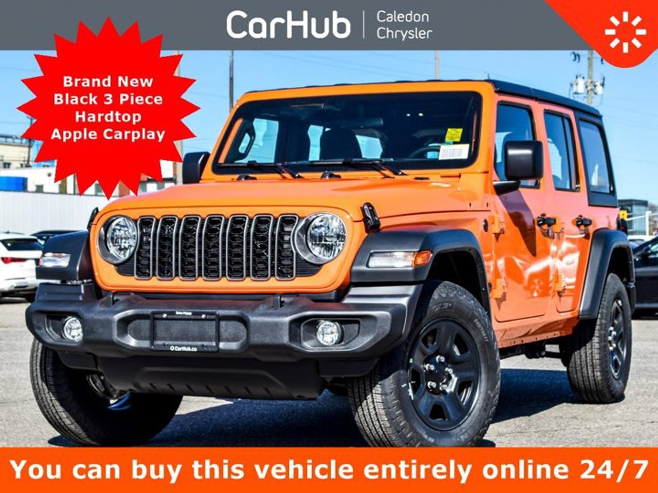 <p>This Brand New Jeep Wrangler Sport 4x4 has a powerful Intercooled Turbo Premium Unleaded I-4 2.0 L/122 engine powering this Automatic transmission. ENGINE: 2.0L DOHC I-4 DI TURBO W/ESS, Wireless Phone Connectivity, Window Grid Antenna, Wheels: 17 x 7.5 Black Steel Styled, Variable Intermittent Wipers.</p><p> </p><p>This Jeep Wrangler Sport 4x4 Features the Following Options </p><p>12.3Display</p><p>Smart Device Integration</p><p>ParkView Backup Camera</p><p>Wireless Phone Connectivity</p><p>Black Freedom Top 3 Piece Hardtop</p><p>4G LTE Wi-Fi Hot Spot Mobile Hotspot Internet Access</p><p>Radio w/Seek-Scan, Clock, Speed Compensated Volume Control, Aux Audio Input Jack, Steering Wheel Controls, Voice Activation, Radio Data System and Uconnect External Memory Control, Rear Window Defroster, Rear Window Wiper w/Washer, Wireless Phone Connectivity, Window Grid Antenna, Variable Intermittent Wipers, Urethane Gear Shifter Material, Trip Computer, Tire Specific Low Tire Pressure Warning, Tailgate/Rear Door Lock Included w/Power Door Locks, Swing-Out Rear Cargo Access, Streaming Audio, Stop/Start Dual Battery System, </p><p> </p><p>These options are based on an incoming vehicle, so detailed specs and pricing may differ. Please inquire for more information.</p><p> </p><p> </p><p>Drive Happy with CarHub<br />*** All-inclusive, upfront prices -- no haggling, negotiations, pressure, or games</p><p>*** Purchase or lease a vehicle and receive a $1000 CarHub Rewards card for service</p><p>*** All available manufacturer rebates have been applied and included in our sale price</p><p>*** Purchase this vehicle fully online on CarHub websites</p><p> </p><p>Transparency Statement<br />Online prices and payments are for finance purchases -- please note there is a $850 finance/lease fee. Cash purchases for used vehicles have a $2,350 surcharge (the finance price + $2,350), however cash purchases for new vehicles only have tax and licensing extra -- no surcharge. NEW vehicles priced at over $100,000 including add-ons or accessories are subject to the additional federal luxury tax. While every effort is taken to avoid errors, technical or human error can occur, so please confirm vehicle features, options, materials, and other specs with your CarHub representative. This can easily be done by calling us or by visiting us at the dealership. CarHub used vehicles come standard with 1 key. If we receive more than one key from the previous owner, we include them with the vehicle. Additional keys may be purchased at the time of sale. Ask your Product Advisor for more details. Payments are only estimates derived from a standard term/rate on approved credit. Terms, rates and payments may vary. Prices, rates and payments are subject to change without notice. Please see our website for more details.</p><br/><br/><p> This Jeep Wrangler delivers a Intercooled Turbo Premium Unleaded I-4 2.0 L/122 engine powering this Automatic transmission. TRANSMISSION: 8-SPEED AUTOMATIC  -inc: 4-Wheel Anti-Lock Disc Brakes, Adaptive Cruise Control w/Stop, Remote Start System, Dana M200 Rear Axle, Selec-Speed Control, QUICK ORDER PACKAGE 22B SPORT  -inc: Engine: 2.0L DOHC I-4 DI Turbo w/ESS, Transmission: 8-Speed Automatic, JOOSE. <p> This Jeep Wrangler Features the Following Options <br /> BLACK, CLOTH LOW-BACK BUCKET SEATS, BLACK FREEDOM TOP 3-PIECE HARDTOP  -inc: Freedom Panel Storage Bag, Rear Window Defroster, Rear Window Wiper w/Washer, Wireless Phone Connectivity, Window Grid Antenna, Wheels: 17 x 7.5 Black Steel Styled, Variable Intermittent Wipers, Urethane Gear Shifter Material, Trip Computer, Transmission: 6-Speed Manual, Towing Equipment -inc: Trailer Sway Control. </p> <p>Drive Happy with CarHub<br>*** All-inclusive, upfront prices  no haggling, negotiations, pressure, or games*** Purchase or lease a vehicle and receive a $1000 CarHub Rewards card for service *** All available manufacturer rebates have been applied and included in our sale price*** Purchase this vehicle fully online on CarHub websites</p> <p>Transparency Statement<br>USED VEHICLES:Online prices and payments are for finance purchases  please note there is a $850 safety certification fee. if not Certified, then as per OMVIC Regulations the vehicle is deemed to be not drivable and Not Certified. Cash purchases for used vehicles have a $2,350 surcharge which includes the safety certification (the finance price + $2,350).NEW VEHICLES:New financed vehicles are subject to an $ 850 Processing Fee. New cars priced at over $100,000 including add-ons or accessories are subject to the additional federal luxury tax.While every effort is taken to avoid errors, technical or human error can occur, so please confirm vehicle features, options, materials, and other specs with your CarHub representative. This can easily be done by calling us or by visiting us at the dealership. CarHub used vehicles come standard with 1 key. If we receive more than one key from the previous owner, we include them with the vehicle. Additional keys may be purchased at the time of sale. Ask your Product Advisor for more details. Payments are only estimates derived from a standard term/rate on approved credit. Terms, rates and payments may vary. Prices, rates and payments are subject to change without notice. Please see our website for more details.</p>