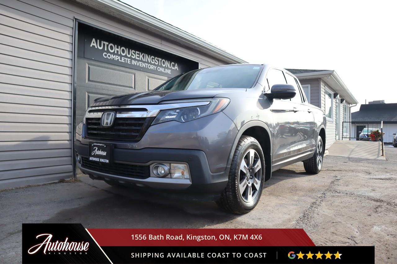 <p><strong>The 2019 Honda Ridgeline Touring</strong><span style=color:rgba( 0 , 0 , 0 , 0.9 )>  Featuring a 3.5-litre V6 engine delivering all-wheel drive, achieving an <strong>estimated 12.8 L/100km city and 9.9 L/100km highway fuel efficiency.</strong> The Touring trim showcases a distinctive design with a power moonroof, dual-action tailgate, and 18-inch alloy wheels. Inside, you have leather-trimmed seating that includes heated and ventilated 8-way power front seats with driver memory, heated rear seats, a heated leather-wrapped steering wheel, tri-zone automatic climate control, and Honda Display Audio 8-inch touchscreen with embedded navigation, Apple CarPlay, Android Auto, Bluetooth streaming, truck-bed audio system, and a premium audio system. Honda Sensing includes Collision Mitigation Braking with pedestrian detection, Road Departure Mitigation, Adaptive Cruise Control, Lane Keeping Assist System, and Blind Spot Information System with Cross Traffic Monitor. Additional features include keyless entry with push-button start, remote engine starter, in-bed trunk with 7.3 cubic feet of secure storage, 1,525-pound payload capacity, and 5,000-pound towing capacity. </span></p>