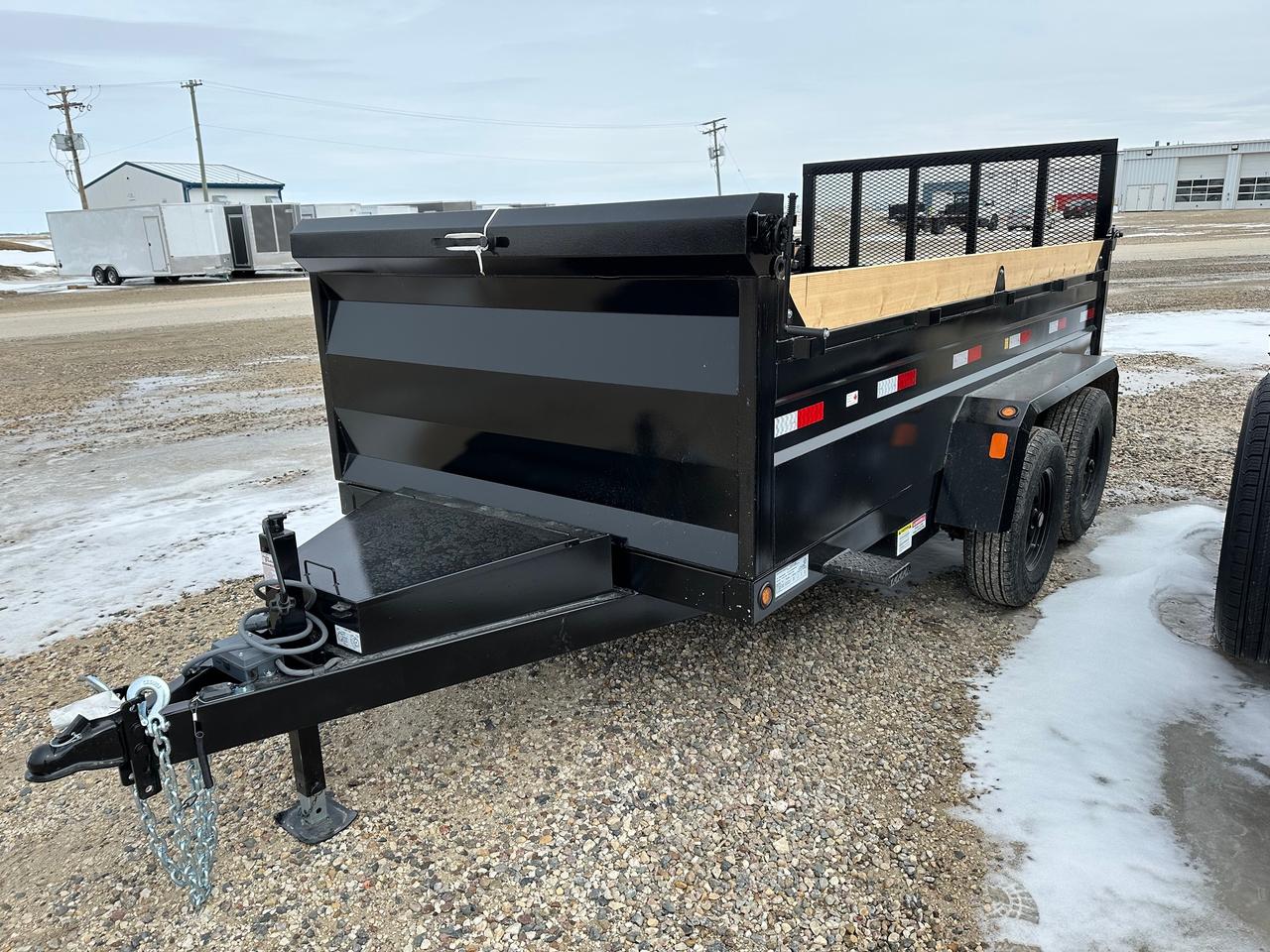 <p class=MsoNormal><span style=font-family: Segoe UI,sans-serif; color: black; mso-color-alt: windowtext; background: #EFEFEF;>6 x 12 Precision dump, 9900# GVWR, steel frame, torflex axles, electric brakes, voltflex wiring harness, LED lights, driver side step, a-frame tool box, 16 O/C crossmembers, 3 way tailgate, single push arm hoist, 3/16 floor, 1/8 sides, heavy duty fenders, spare tire holder with lock, tarp. Stock# HH5524. For more info call Wilfs Elie Ford toll free 877-360-3673. Dealer# 0521</span></p>