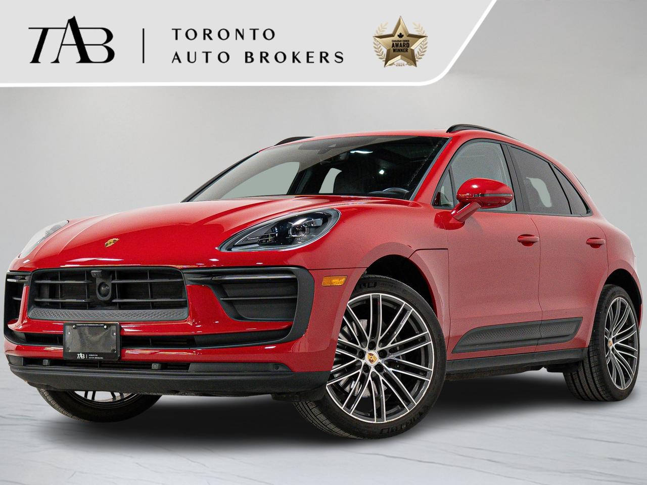 The 2024 Porsche Macan PREMIUM PLUS PKG combines unparalleled performance with sophisticated luxury. This local Ontario vehicle comes with a clean Carfax report and remaining manufacturer warranty until March 18th, 2028, or up to 80,000 km, providing peace of mind with your purchase. With its stunning 21-inch wheels, panoramic sunroof, and premium BOSE audio system, the Macan delivers an exceptional balance of style, technology, and driving pleasure.

Key Features Include:

Standard Interior in Black
Carmine Red $3,310
Premium Package Plus $4,170
Panoramic Roof System
Power Seats (14-way) with Memory Package
Heated Seats (Rear)
Ventilated Seats (Front)
LED Headlights in Black incl. Porsche Dynamic Light System Plus (PDLS+) $600
Lane Change Assist (LCA)
Roof Rails in High Gloss Black $460
Exclusive Design Fuel Cap $190
Wheel Center Caps with Colored Porsche Crest $220
All-Season Tyres for 21-Inch Alloy Wheels
21" 911 Turbo Wheels $4,060
Heated GT Sport Steering Wheel in Leather $370
Electric Steering Column $240
BOSE Surround Sound-System $1,130
Heated Windshield $520
Surround View $1,360


NOW OFFERING 3 MONTH DEFERRED FINANCING PAYMENTS ON APPROVED CREDIT. 

WE OFFER THE BEST FINANCE RATES, AND DONT CHARGE ANY FINANCING FEE

 Looking for a top-rated pre-owned luxury car dealership in the GTA? Look no further than Toronto Auto Brokers (TAB)! Were proud to have won multiple awards, including the 2024 AutoTrader Best Priced Dealer, the 2024 CarGurus Award, the 2025 Top Choice Award, the 2025 Consumer Satisfaction Award, the 2025 Canadian Choice Award, the 2025 Three Best Rated Dealer Award, and many more!

With 30 years of experience serving the Greater Toronto Area, TAB is a respected and trusted name in the pre-owned luxury car industry. Our 30,000 sq.Ft indoor showroom is home to a wide range of luxury vehicles from top brands like BMW, Mercedes-Benz, Audi, Porsche, Land Rover, Jaguar, Aston Martin, Bentley, Maserati, and more. And we dont just serve the GTA, were proud to offer our services to all cities in Canada, including Vancouver, Montreal, Calgary, Edmonton, Winnipeg, Saskatchewan, Halifax, and more.

At TAB, were committed to providing a no-pressure environment and honest work ethics. As a family-owned and operated business, we treat every customer like family and ensure that every interaction is a positive one. Come experience the TAB Lifestyle at its truest form, luxury car buying has never been more enjoyable and exciting!

We offer a variety of services to make your purchase experience as easy and stress-free as possible. From competitive and simple financing and leasing options to extended warranties, aftermarket services, and full history reports on every vehicle, we have everything you need to make an informed decision. We welcome every trade, even if youre just looking to sell your car without buying, and when it comes to financing or leasing, we offer same day approvals, with access to over 50 lenders, including all of the banks in Canada. Feel free to check out your own Equifax credit score without affecting your credit score, simply click on the Equifax tab above and see if you qualify.

Call us today or visit our website to learn more about our inventory and services. And remember, all prices exclude applicable taxes and licensing, and vehicles can be certified at an additional cost of $999.