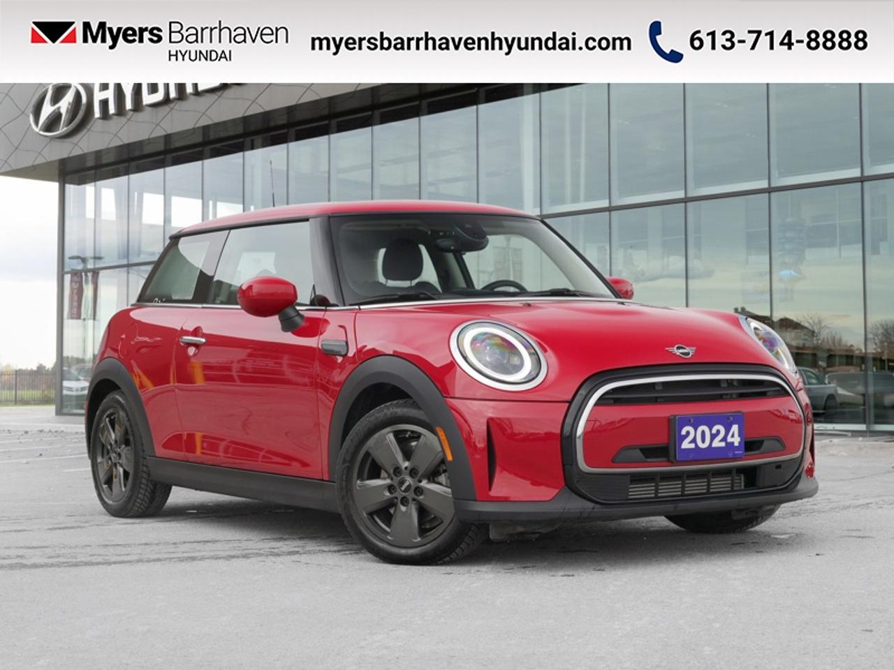 <b>Low Mileage!</b><br> <br>  Compare at $29640 - Our Price is just $28777! <br> <br>This Mini Cooper still remains a little bundle of fun. This 2024 MINI 3 Door is for sale today. <br> <br>This 2024 Mini Cooper is an icon in the automotive world, with its cheeky styling, notoriously sharp handling, and a myriad of personalization possibilities. With a wide track and short overhangs, razor-sharp handling and peppy acceleration come together to deliver an infinitely thrilling driving experience. Stepping inside the MINI Cooper, youll discover its premium cabin, outfitted with modern design details, futuristic cockpit technology, and a lot more space than you would expect from such a compact package. This low mileage hatchback has just 17,989 km. Its Red in colour and is completely accident free based on the <a href=https://vhr.carfax.ca/?id=6Stn+lT03PoLVUiAtm1G4NHCeCBhlRLF target=_blank>CARFAX Report</a>. It has an Automatic transmission and is powered by a 134HP 1.5L 3 Cylinder Engine. <br> <br> Our 3 Doors trim level is Cooper. This alluring MINI Cooper is loaded with great standard features such as LED headlights with automatic high beams and cornering function, front and rear fog lamps, Victory spoke wheels, cruise control with steering wheel controls, a leather-wrapped steering wheel, rear park distance control, and leatherette seating upholstery. Additional features also include forward collision mitigation, front and rear cupholders, push button start, and even more!<br> <br/><br> Buy this vehicle now for the lowest bi-weekly payment of <b>$185.13</b> with $2878 down for 84 months @ 6.99% APR O.A.C. ( Plus applicable taxes -  & fees   ).  See dealer for details. <br> <br>*LIFETIME ENGINE TRANSMISSION WARRANTY NOT AVAILABLE ON VEHICLES WITH KMS EXCEEDING 140,000KM, VEHICLES 8 YEARS & OLDER, OR HIGHLINE BRAND VEHICLE(eg. BMW, INFINITI. CADILLAC, LEXUS...) o~o