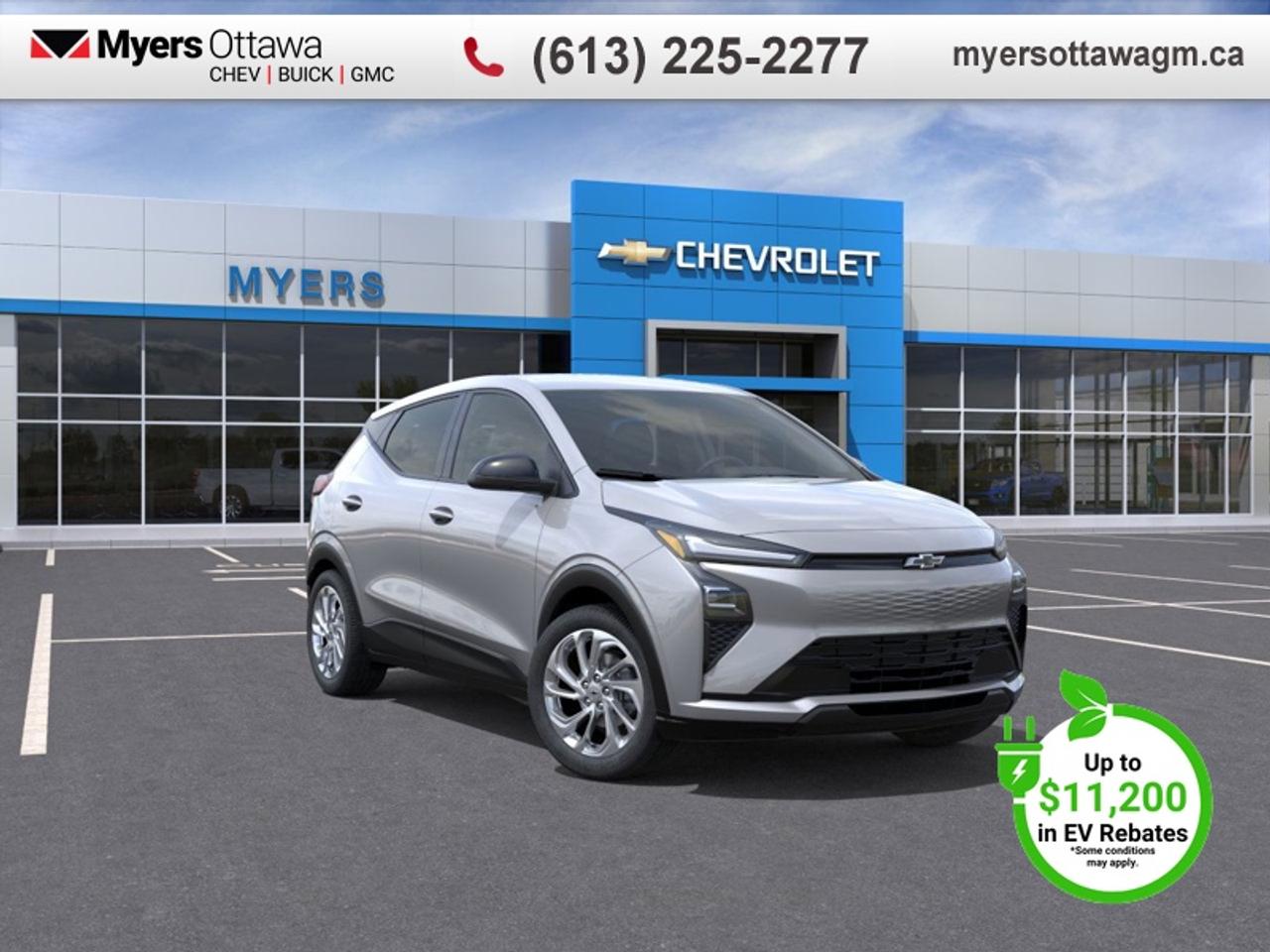 <br> <br>The 2027 Chevrolet Bolt returns with a refreshed, modern aesthetic that perfectly captures its vibrant and approachable personality. <br> <br>On the outside, the 2027 Chevrolet Bolt presents a sleek and matured look, highlighted by a streamlined profile that glides through the air. Inside, the cabin has been thoughtfully overhauled to feel airy and open, featuring a sophisticated column-mounted shifter and high-quality materials that elevate the daily commute. With its perfect blend of eye-catching style, a tech-rich interior, and a reputation for being the ultimate companion for modern life, the Bolt is the clever choice for those ready to embrace the future of driving.<br> <br>This Sterling Grey Metallic SUV has an Automatic transmission. <br> <br> Our Bolts trim level is LT. This modern electric hatchback is the perfect companion for the eco-conscious daily commuter, featuring a clean exterior design with silver painted wheels, heated power-adjustable gloss black mirrors, and IntelliBeam automatic high-beam control. The refined interior emphasizes driver comfort with an 8-way power seat, a heated flat-bottom wrapped steering wheel, and cloth front buckets that are heated for those chilly mornings. Staying connected and informed is effortless thanks to the 11.3-inch advanced color touchscreen with Google Built-In, a dedicated 11-inch driver information display, and 5G vehicle connectivity with a Wi-Fi hotspot. Premium conveniences like remote start, adaptive cruise control, and an auto-dimming rearview mirror seamlessly integrate into your routine to take the stress out of every drive. Safety is exceptionally comprehensive, utilizing an advanced suite that includes Blind Zone Steering Assist, Intersection Automatic Emergency Braking, and the innovative Safety Alert Seat to keep you protected from all angles. This vehicle has been upgraded with the following features: Heated Seats, Heated Steering Wheel, Adaptive Cruise Control, Park Assist.<br><br> <br>To apply right now for financing use this link: <a href=https://creditonline.dealertrack.ca/Web/Default.aspx?Token=b35bf617-8dfe-4a3a-b6ae-b4e858efb71d&Lang=en target=_blank>https://creditonline.dealertrack.ca/Web/Default.aspx?Token=b35bf617-8dfe-4a3a-b6ae-b4e858efb71d&Lang=en</a><br><br> <br/> See dealer for details. <br> <br><br> Come by and check out our fleet of 60+ used cars and trucks and 170+ new cars and trucks for sale in Ottawa.  o~o