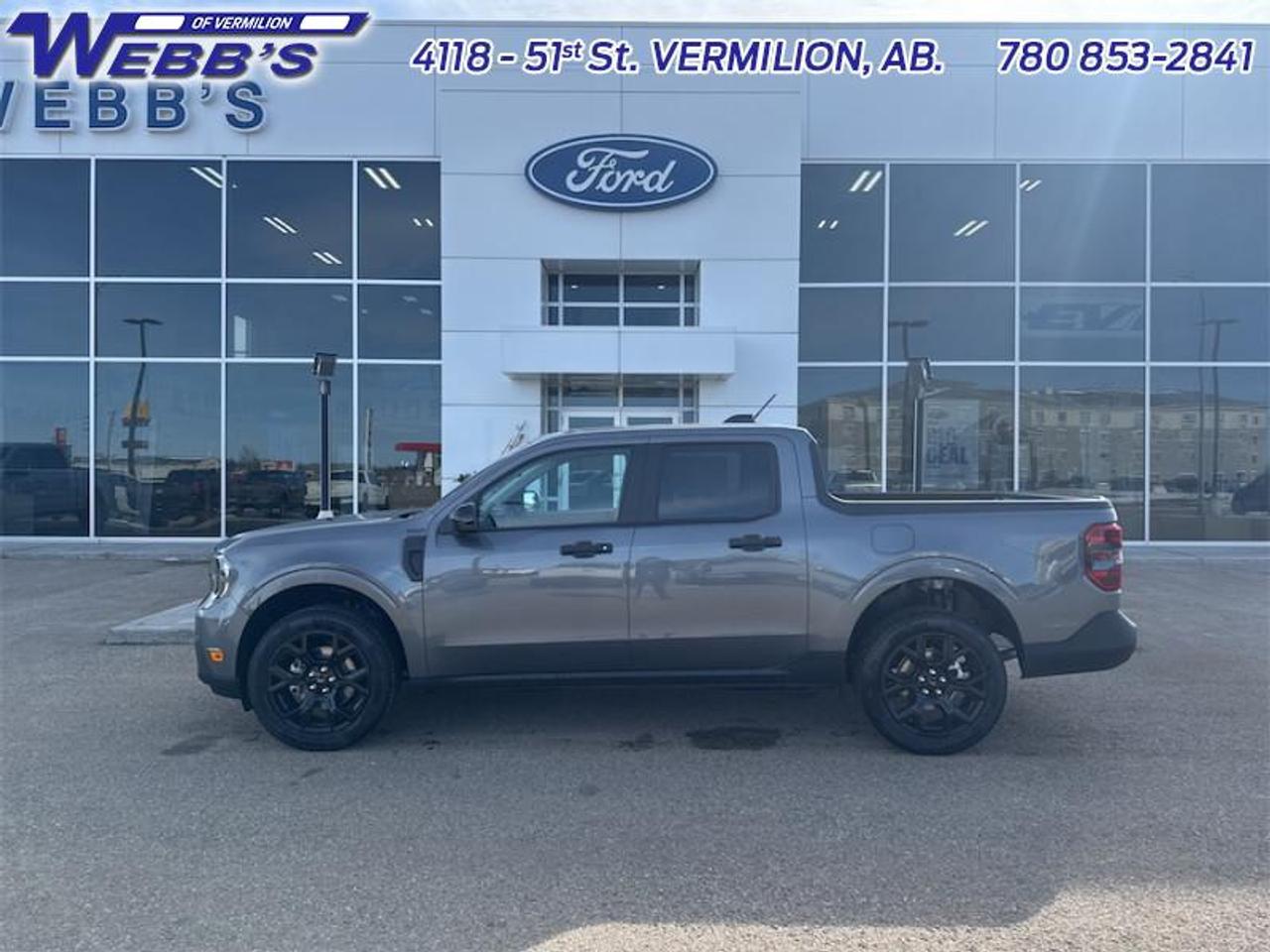 <b>XLT Luxury Package, Power 8-Way Driver Seat!</b><br> <br> <br> <br>The 2026 Ford Maverick delivers compact utility, bold styling and versatile capability in a pickup built for modern life. <br> <br>The 2026 Ford Maverick balances the utility of a pickup with the size and maneuverability tailored for daily use and light-duty tasks. Inside, the cabin features thoughtful materials, simple modern tech and seating designed to support every passenger comfortably. With its versatile footprint, confident styling and Fords reputation for dependability, the Maverick stands out as a smart choice for lifestyle-driven truck buyers.<br> <br>This Carbonized Grey Metallic Crew Cab 4X4 pickup has an Automatic transmission and is powered by a 250HP 2.0L 4 Cylinder Engine. <br> <br> Our Mavericks trim level is XLT. This hybrid pickup blends efficiency and versatility, pairing a lithium-ion battery with regenerative braking and a 1,400 lb maximum payload to handle both daily drives and demanding tasks with ease. Inside, it features a spacious cabin with cloth bucket seats, a 13.2 SYNC 4 touchscreen, wireless Apple CarPlay and Android Auto, SiriusXM, Bluetooth, 5G Wi-Fi hotspot, and smart storage solutions for both passengers and gear. Safety is prioritized with Pre-Collision Assist with pedestrian detection, lane-keeping aid, driver monitoring, cross-traffic mitigation, multiple airbags including curtain and knee protection, rear child safety locks, and Fords advanced stability and traction systems for confident driving in all conditions. This vehicle has been upgraded with the following features: XLT Luxury Package, Power 8-Way Driver Seat.<br><br> View the original window sticker for this vehicle with this url <b><a href=http://www.windowsticker.forddirect.com/windowsticker.pdf?vin=3FTTW8JA7TRA47077 target=_blank>http://www.windowsticker.forddirect.com/windowsticker.pdf?vin=3FTTW8JA7TRA47077</a></b>.<br> <br>To apply right now for financing use this link: <a href=https://www.webbsford.com/financing/ target=_blank>https://www.webbsford.com/financing/</a><br><br> <br/>    4.99% financing for 84 months. <br> Buy this vehicle now for the lowest bi-weekly payment of <b>$303.01</b> with $0 down for 84 months @ 4.99% APR O.A.C. ( taxes included, $199 documentation fee   / Total cost of borrowing $8639   ).  Incentives expire 2026-06-01.  See dealer for details. <br> <br>Webbs Ford is located at 4118 - 51st Street in beautiful Vermilion, AB. <br/>We offer superior sales and service for our valued customers and are committed to serving our friends and clients with the best services possible. If you are looking to set up a test drive in one of our new Fords or looking to inquire about financing options, please call (780) 853-2841 and speak to one of our professional staff members today.   Vehicle pricing offer shown expires 2026-05-31.  o~o