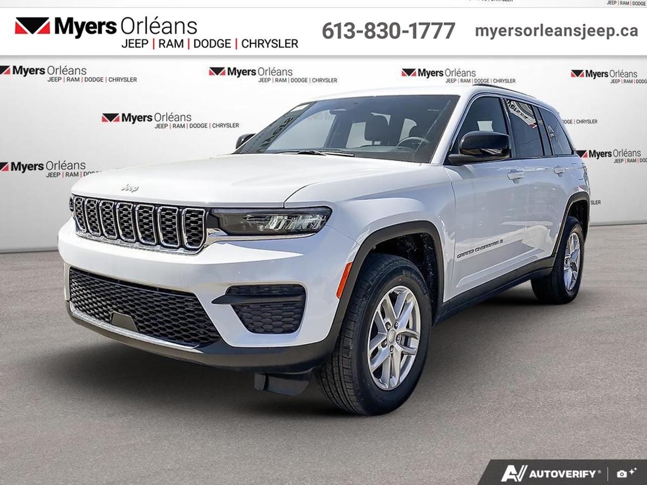 <b>Heated Seats,  Heated Steering Wheel,  Adaptive Cruise Control,  Lane Keep Assist,  Collision Mitigation!</b><br> <br> Its refined interior offers premium materials, advanced connectivity, and comfort for every passenger on every drive.<br> <br>The 2026 Jeep Grand Cherokee combines upscale design, innovative technology, and authentic Jeep performance to create a truly premium driving experience. Inside, every detail is crafted for comfort, with intuitive features that keep you connected and in control. Whether navigating city streets or venturing off the beaten path, the Grand Cherokee delivers the perfect balance of power, luxury, and capability.<br> <br>This Bright White SUV has an Automatic transmission and is powered by a 293HP 3.6L V6 Cylinder Engine. <br> <br> Our Grand Cherokees trim level is Laredo. The exterior of this versatile SUV is defined by a striking chrome grille and sleek aluminum wheels, complemented by body-colored bumpers with metal-look inserts and functional deep-tinted glass. Inside, the cabin offers a refined retreat featuring heated cloth front seats with power lumbar support for the driver and a heated leatherette steering wheel that provides comfort at all times. Connectivity is at the forefront with the Uconnect 5 system featuring an 8.4-inch display, dual LCD monitors, and seamless integration for both Apple CarPlay and Android Auto through the 4G LTE Wi-Fi hot spot. Passengers will enjoy the dual zone automatic air conditioning and a six-speaker audio system with streaming audio while staying powered up via multiple 12V DC outlets. Safety is prioritized through an advanced suite of tech including Full Speed Forward Collision Warning Plus, Active Lane Management, and blind spot detection to ensure peace of mind on any journey. This vehicle has been upgraded with the following features: Heated Seats, Heated Steering Wheel, Adaptive Cruise Control, Lane Keep Assist, Collision Mitigation.<br><br> View the original window sticker for this vehicle with this url <b><a href=http://www.chrysler.com/hostd/windowsticker/getWindowStickerPdf.do?vin=1C4RJHAG7TC249462 target=_blank>http://www.chrysler.com/hostd/windowsticker/getWindowStickerPdf.do?vin=1C4RJHAG7TC249462</a></b>.<br> <br>To apply right now for financing use this link: <a href=https://www.myersorleansjeep.ca/apply-for-financing/ target=_blank>https://www.myersorleansjeep.ca/apply-for-financing/</a><br> <br/>Total rebate of $4350 is reflected in the price. Includes $1,850 Bonus Cash, applied after tax. 5.29% financing for 96 months. <br> Buy this vehicle now for the lowest weekly payment of <b>$174.59</b> with $0 down for 96 months @ 5.29% APR O.A.C. ( Plus applicable taxes - **Rebates may not be applicable on all purchase types [cash, lease, or finance]. Eligibility and conditions may vary. Please see dealer for full details and confirmation of eligibility. / Total Obligation of $72629 ). Incentives expire 2026-08-31. See dealer for details. <br><br>The road to new driving experiences begins in our inventory, where youll find an incredible array of brand-new cars, trucks, minivans, and SUVs, including two of our bestselling models, the Dodge Ram 1500 and the Dodge Grand Caravan. If you want to know what the cutting edge of automotive technology looks like, all you have to do is visit Myers Orleans Jeep! Each model comes loaded with the convenient features and cool technology that help make every trip memorable. Looking for additional everyday luxury at a price thats incredibly wallet-friendly? Choose from our selection of quality pre-owned models! If you can think of a road, our friendly and knowledgeable sales team will help you find the perfect vehicle to drive it.<br><br>We may be a well-established dealership thats been part of the community for many years, but that doesnt mean were stuck in the past! At Myers Orleans Jeep, were proud to provide a fresh, modern approach to car buying. Using our array of online tools, you can browse our extensive inventory, schedule a service appointment, order parts, and even apply for credit from wherever youve got a connection. Our goal is to create relationships that will last, and we know that the best way to do this is by providing a dealership experience thats based on honesty, transparency, trust, and a commitment to customers. Stop by today and discover all the ways we go above and beyond for you.<br><br> Come by and check out our fleet of 30+ used cars and trucks and 70+ new cars and trucks for sale in Orleans.  o~o