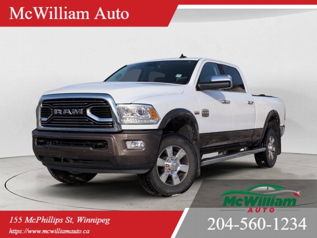 <br> MECHANICAL / PERFORMANCE<br data-start=in.24in. data-end=in.27in. /> 6.4L HEMI V8 engine with FuelSaver MDS<br data-start=in.65in. data-end=in.68in. /> 6 speed automatic transmission<br data-start=in.98in. data-end=in.101in. /> 4x4 electronic shift on the fly transfer case<br data-start=in.146in. data-end=in.149in. /> 3.73 rear axle ratio<br data-start=in.169in. data-end=in.172in. /> Front performance tuned shock absorbers<br data-start=in.211in. data-end=in.214in. /> Rear performance tuned shock absorbers<br data-start=in.252in. data-end=in.255in. /> 220 amp alternator<br data-start=in.273in. data-end=in.276in. /> GVWR: 4490 kg (9900 lb)SAFETY<br data-start=in.309in. data-end=in.312in. /> Advanced multistage front air bags<br data-start=in.346in. data-end=in.349in. /> Supplemental side curtain air bags<br data-start=in.383in. data-end=in.386in. /> Supplemental side air bags<br data-start=in.412in. data-end=in.415in. /> Supplemental front seat side air bags<br data-start=in.452in. data-end=in.455in. /> 4 wheel anti lock disc brakes<br data-start=in.484in. data-end=in.487in. /> Electronic Stability Control<br data-start=in.515in. data-end=in.518in. /> Tire pressure monitoring system<br data-start=in.549in. data-end=in.552in. /> Security alarm<br data-start=in.566in. data-end=in.569in. /> Park Sense front and rear park assist system<br data-start=in.613in. data-end=in.616in. /> ParkView rear back up camera<br data-start=in.644in. data-end=in.647in. /> Automatic headlamps<br data-start=in.666in. data-end=in.669in. /> Bifunctional halogen projector headlamps<br data-start=in.709in. data-end=in.712in. /> Automatic high beam headlamp control<br data-start=in.748in. data-end=in.751in. /> Rain sensing windshield wipersTECHNOLOGY / INFOTAINMENT<br data-start=in.810in. data-end=in.813in. /> Uconnect 4C NAV with 8.4 inch display<br data-start=in.850in. data-end=in.853in. /> GPS navigation system<br data-start=in.874in. data-end=in.877in. /> Apple CarPlay capable<br data-start=in.898in. data-end=in.901in. /> Google Android Auto<br data-start=in.920in. data-end=in.923in. /> SiriusXM satellite radio with 1 year subscription<br data-start=in.972in. data-end=in.975in. /> SiriusXM Traffic<br data-start=in.991in. data-end=in.994in. /> SiriusXM Travel Link<br data-start=in.1014in. data-end=in.1017in. /> 9 Alpine speakers with subwoofer<br data-start=in.1049in. data-end=in.1052in. /> Bluetooth hands free communication and streaming<br data-start=in.1100in. data-end=in.1103in. /> Steering wheel mounted audio controlsCOMFORT / INTERIOR<br data-start=in.1162in. data-end=in.1165in. /> Natura Plus leather front vented bucket seats<br data-start=in.1210in. data-end=in.1213in. /> Power 10 way driver seat with memory<br data-start=in.1249in. data-end=in.1252in. /> Power 6 way passenger seat<br data-start=in.1278in. data-end=in.1281in. /> Power lumbar adjust<br data-start=in.1300in. data-end=in.1303in. /> Driver seat, mirrors, pedals memory settings<br data-start=in.1347in. data-end=in.1350in. /> Front heated seats<br data-start=in.1368in. data-end=in.1371in. /> Front ventilated seats<br data-start=in.1393in. data-end=in.1396in. /> Second row heated seats<br data-start=in.1419in. data-end=in.1422in. /> Heated steering wheel<br data-start=in.1443in. data-end=in.1446in. /> Premium leather wrapped steering wheel<br data-start=in.1484in. data-end=in.1487in. /> Dual zone automatic climate control<br data-start=in.1522in. data-end=in.1525in. /> Power adjustable pedals with memory<br data-start=in.1560in. data-end=in.1563in. /> Power windows with one touch up/down<br data-start=in.1599in. data-end=in.1602in. /> Remote start system<br data-start=in.1621in. data-end=in.1624in. /> Remote keyless entry<br data-start=in.1644in. data-end=in.1647in. /> Keyless Enter n Go with push button start<br data-start=in.1689in. data-end=in.1692in. /> Remote proximity keyless entry<br data-start=in.1722in. data-end=in.1725in. /> Full length premium floor console<br data-start=in.1758in. data-end=in.1761in. /> Rear underseat storageEXTERIOR / STYLING<br data-start=in.1805in. data-end=in.1808in. /> Bright White exterior paint<br data-start=in.1835in. data-end=in.1838in. /> Bright power folding heated mirrors with turn signals<br data-start=in.1891in. data-end=in.1894in. /> Bright power folding trailer tow mirrors<br data-start=in.1934in. data-end=in.1937in. /> Pickup box lighting<br data-start=in.1956in. data-end=in.1959in. /> Centre high mounted stop lamp with camera<br data-start=in.2000in. data-end=in.2003in. /> Bright wheel to wheel side steps<br data-start=in.2035in. data-end=in.2038in. /> Class V hitch receiver<br data-start=in.2060in. data-end=in.2063in. /> 5th wheel and gooseneck towing prep groupOFF ROAD / CAPABILITY<br data-start=in.2129in. data-end=in.2132in. /> Electronic trailer brake controller<br data-start=in.2167in. data-end=in.2170in. /> 4x4 drivetrain capability<br data-start=in.2195in. data-end=in.2198in. /> Heavy duty suspension tuning<br data-start=in.2226in. data-end=in.2229in. /> Trailer tow mirrorsDEALER PERMIT #4611<br data-start=in.2271in. data-end=in.2274in. /> Stock Number#4782<br data-start=in.2291in. data-end=in.2294in. /> McWilliam Auto, 155 McPhillips Street, Winnipeg MBIMPORTANT DISCLAIMER: This vehicle is a used vehicle, all the features and information may not be accurate from the descriptions above, please check the