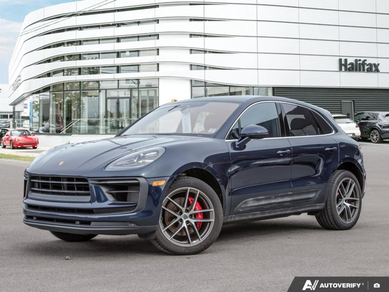 This 2023 Porsche Macan S, now available at Porsche Of Halifax, is finished in Night Blue Metallic with a Standard Interior in Black and is equipped with a PDK transmission.Porsche CPO Warranty (Unlimited Kilometer) until February, 2029!!*Powertrain and Drivetrain*2.9-litre twin-turbocharged V6 engine producing 375 horsepower and 383 lb-ft of torquePDK transmissionPorsche Active All-Wheel Drive*Exterior*Night Blue MetallicAll-season tires for 20-inch alloy wheelsLED Headlights incl. Porsche Dynamic Light System Plus (PDLS+)Thermally and noise insulated glass*Interior and Seating*Standard Interior in BlackAdaptive Sport Seats Plus (18-way) with Memory PackageHeated Seats (Rear)Interior trim in Dark WalnutHeated steering wheel in Dark WalnutStorage compartment including inductive charging station*Technology and Driver Assistance*Sport Chrono PackageLane Change Assist (LCA)Heated windshieldPreparation for Porsche Dashcam (Front)This Macan S is configured with a performance-oriented powertrain, enhanced chassis and drivetrain systems, and a selection of comfort and driver assistance features suited for daily driving.Visit www.porscheofhalifax.com or call (902)453-8800 to speak with a Porsche Sales Executive.
