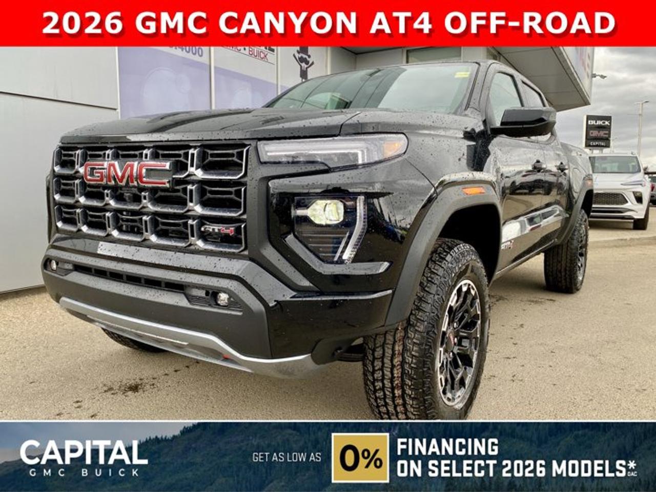 Check out this amazing 2026 GMC Canyon AT4... Fully equipped with options like Heated Seats, MultiStow Tailgate, Parking Assist Sensors, Remote Start, Trailer Package w/ Brake Controller, Blind Zone Steering Assist, Off-Road 2 Inch Factory Lift, and so much more! CALL NOWAsk for the Internet Department for more information or book your test drive today! Text 825-445-0521 for fast answers at your fingertips!AMVIC Licensed Dealer - Licence Number B1044900Disclaimer: All prices are plus taxes and include all cash credits and loyalties. See dealer for details. AMVIC Licensed Dealer # B1044900
