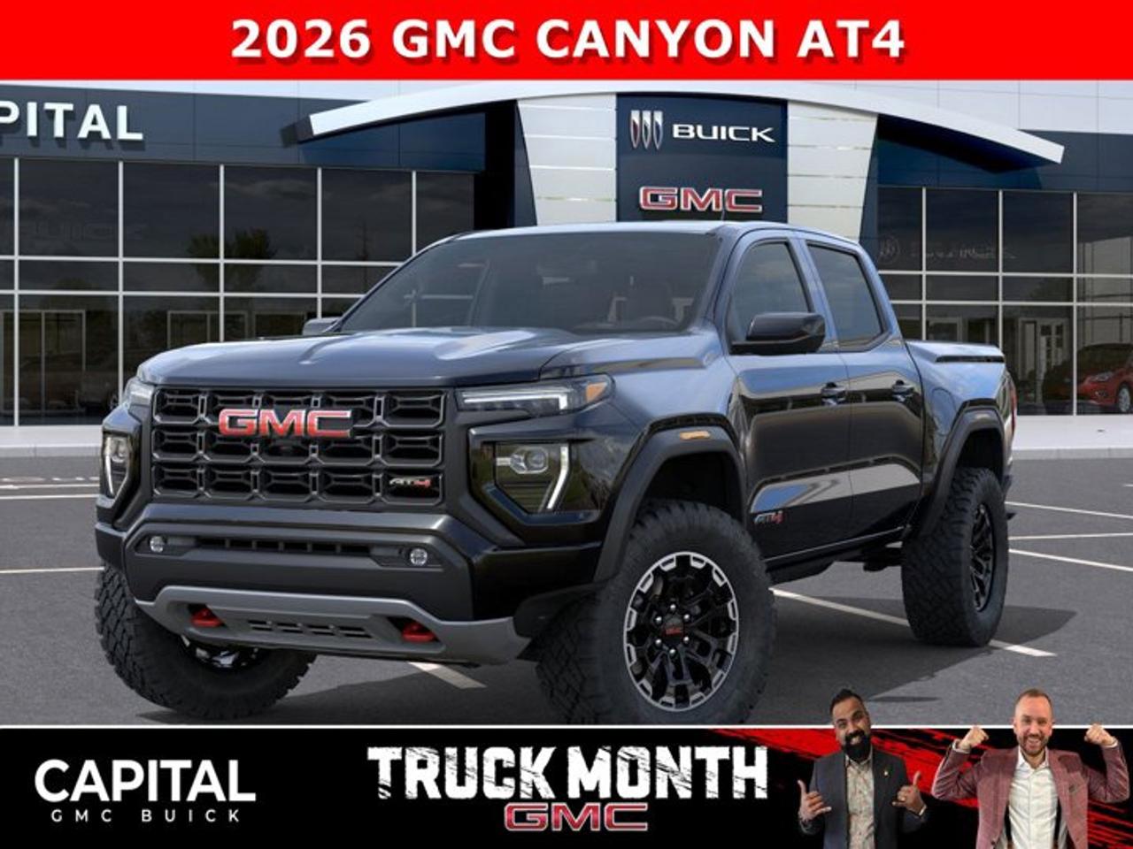 Check out this amazing 2026 GMC Canyon AT4... Fully equipped with options like Heated Seats, MultiStow Tailgate, Parking Assist Sensors, Remote Start, Trailer Package w/ Brake Controller, Blind Zone Steering Assist, Off-Road 2 Inch Factory Lift, and so much more! CALL NOWAsk for the Internet Department for more information or book your test drive today! Text 825-445-0521 for fast answers at your fingertips!AMVIC Licensed Dealer - Licence Number B1044900Disclaimer: All prices are plus taxes and include all cash credits and loyalties. See dealer for details. AMVIC Licensed Dealer # B1044900