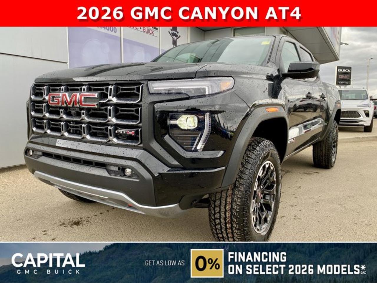 Check out this amazing 2026 GMC Canyon AT4... Fully equipped with options like Heated Seats, MultiStow Tailgate, Parking Assist Sensors, Remote Start, Trailer Package w/ Brake Controller, Blind Zone Steering Assist, Off-Road 2 Inch Factory Lift, and so much more! CALL NOWAsk for the Internet Department for more information or book your test drive today! Text 825-445-0521 for fast answers at your fingertips!AMVIC Licensed Dealer - Licence Number B1044900Disclaimer: All prices are plus taxes and include all cash credits and loyalties. See dealer for details. AMVIC Licensed Dealer # B1044900