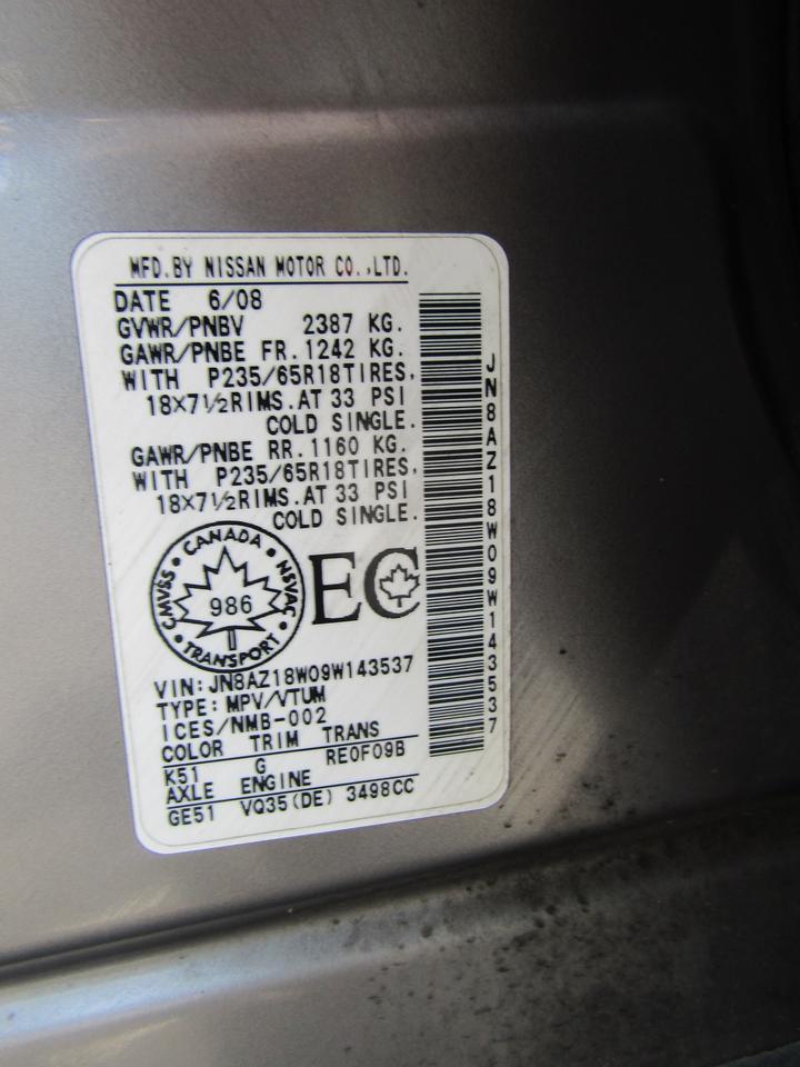 2009 Nissan Murano SL, Awd, Pano, Camera, Pwr Seats, Alloy, *AS IS* Photo