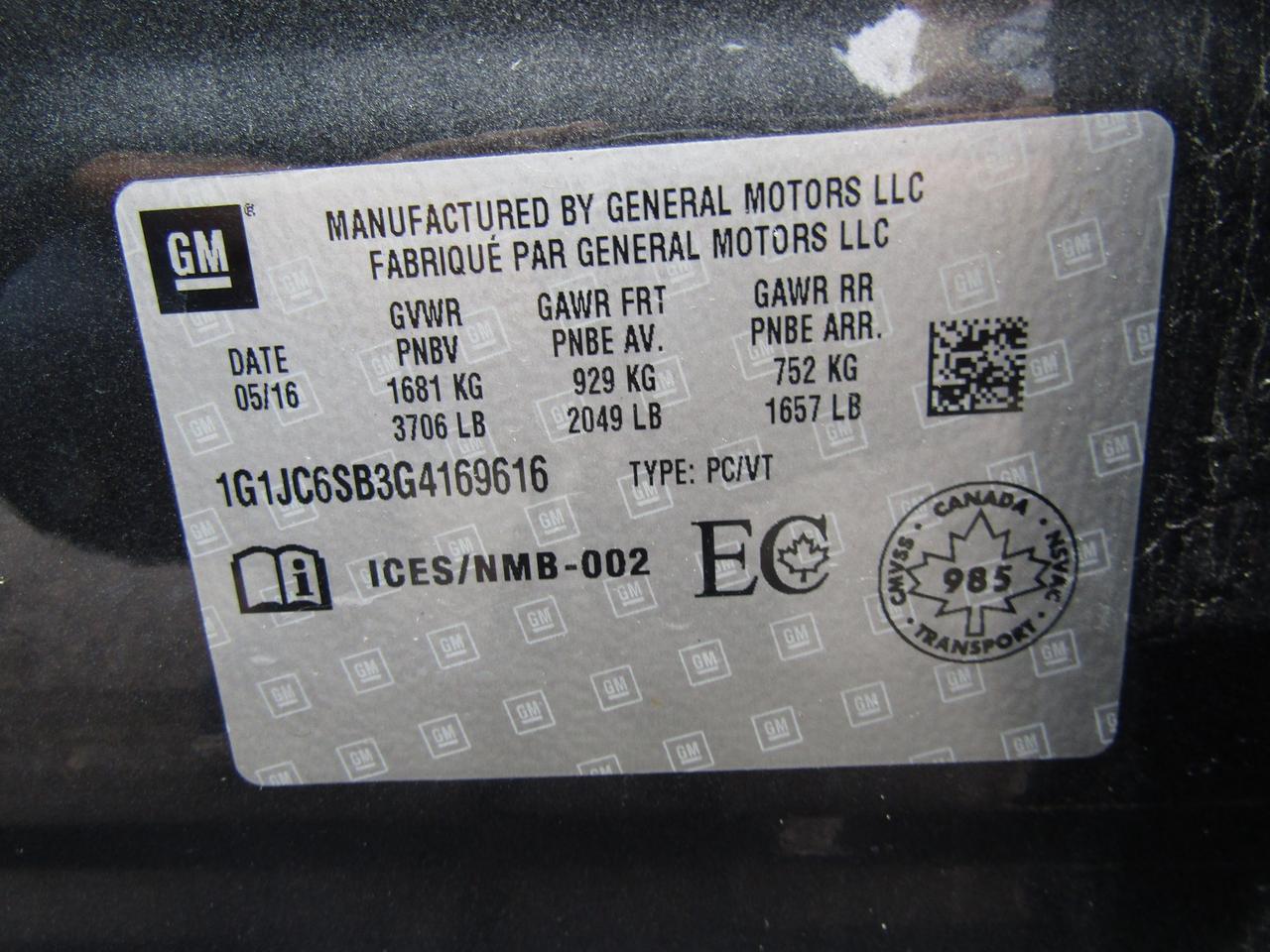 2016 Chevrolet Sonic LT, Camera, Automatic trans, Bluetooth, Cruise Ctrl, *Certified* Photo