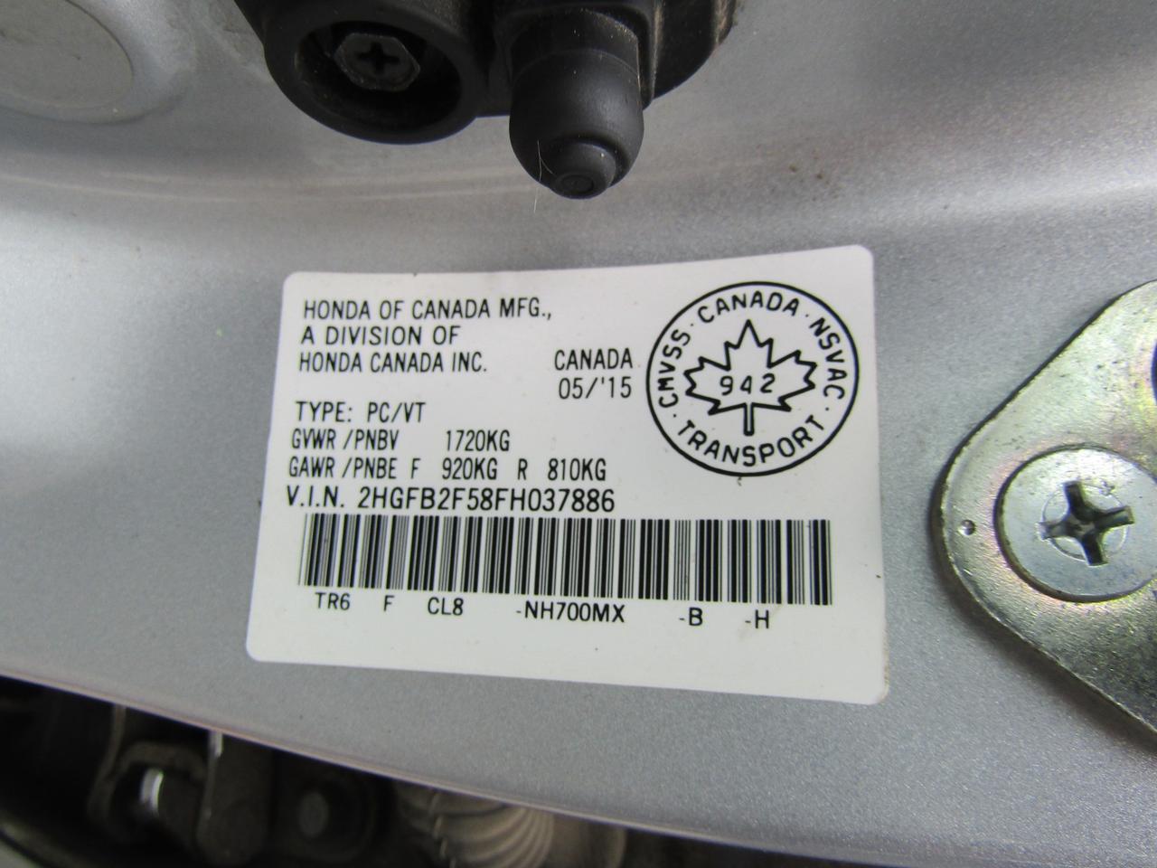 2015 Honda Civic EX, Sunroof, 2Camera, Bluetooth, Cruise Ctrl, Alloy *Certified* Photo