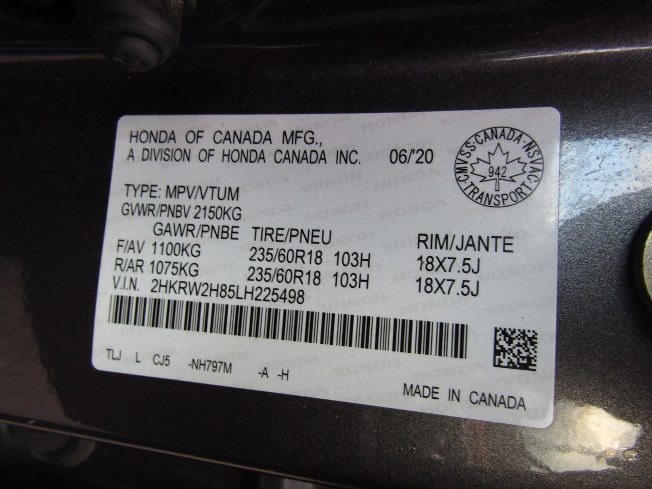 2020 Honda CR-V EX-L, AWD, Leather, Sunroof, 2Camera, Lane assist, Alloy, *Certified* Photo