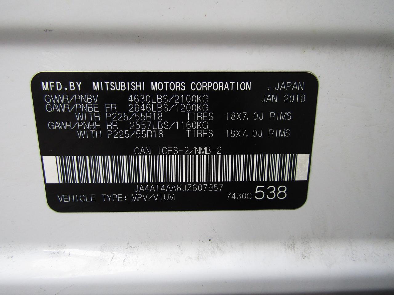 2018 Mitsubishi Eclipse Cross ES, AWD, Camera, Adaptive, Bluetooth, Alloy, *Certified* Photo