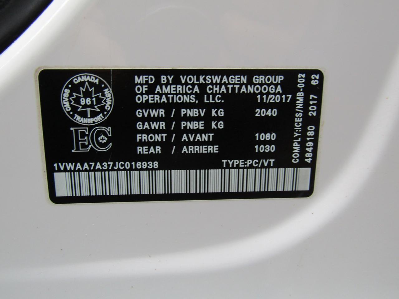 2018 Volkswagen Passat S, Heated Seats, Keyless, Camera, Bluetooth, *Certified* Photo