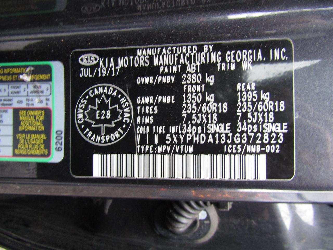 2018 Kia Sorento EX, Camera, DVD, Blind Spot, Leather, Memory, Alloy, *Certified* Photo