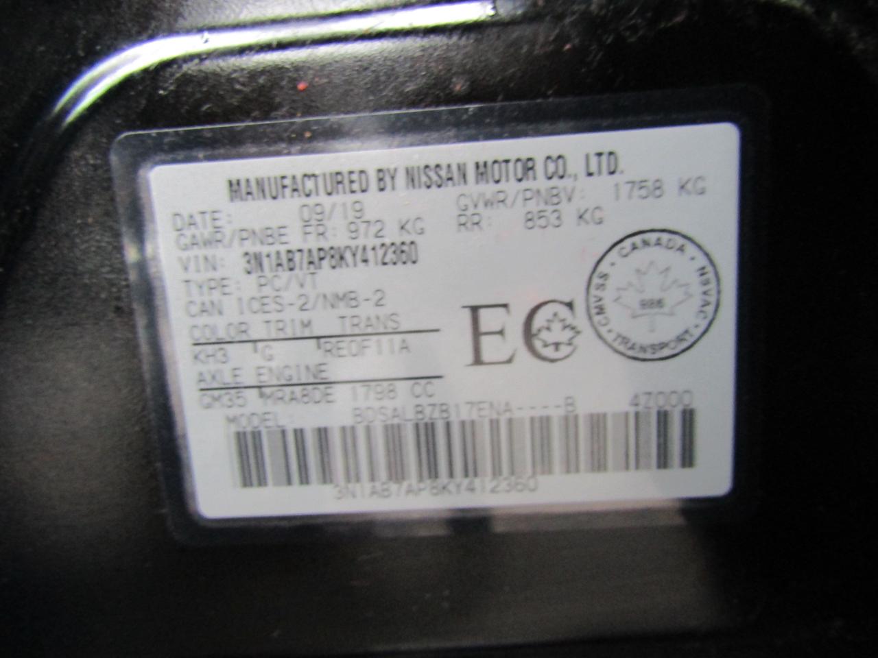 2019 Nissan Sentra SV, Camera, Heated Seats, Bluetooth, Alloy, *Certified* Photo