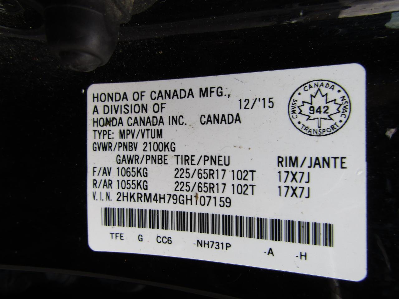 2016 Honda CR-V EX-L, AWD, Sunroof, Leather, Camera, Bluetooth, *Certified* Photo