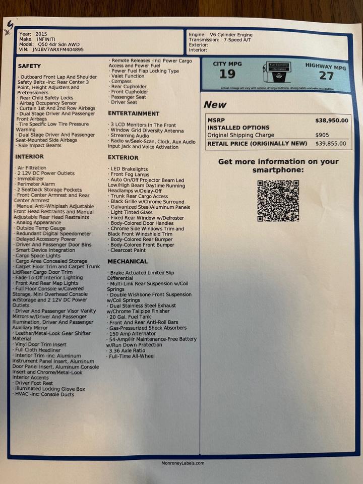 2015 Infiniti Q50 Sport Photo