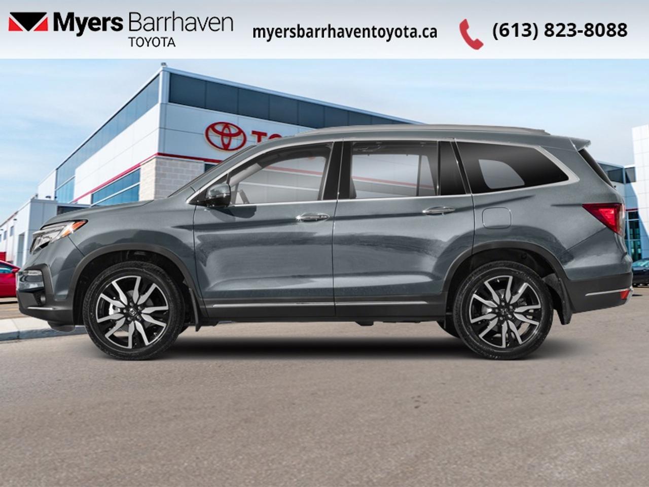 <b>Cooled Seats,  Leather Seats,  Sunroof,  Navigation,  Rear Seat Entertainment!</b><br> <br>  Compare at $40350 - Our Live Market Price is just $38798! <br> <br>The Honda Pilot is as unique as you and is ready to conquer any journey you desire. This 2022 Honda Pilot is fresh on our lot in Ottawa. <br> <br>With a highly flexible interior, extremely comfortable ride, and loads of active safety features, this 2022 Honda Pilot should easily be your top choice. The interior of this Honda Pilot surrounds you and your passengers in sophistication thanks to its ergonomic design and soft-touch materials. Along with its impressive interior is a sleek and muscular body with sculpted exterior lines and modern fascia. If your family needs a new driving partner thats steeped in refinement, look no further than this stunning 2022 Honda Pilot. This SUV has 75,554 km. Its Sonic Grey Pear in colour. It has an Automatic transmission and is powered by a 280HP 3.5L V6 Cylinder Engine. <br> <br> Our Pilots trim level is Touring 7 Passenger. Heated and cooled leather seats create a truly luxurious cabin in this road trip ready Touring Pilot topped off with a beautiful sunroof. The infotainment system complete with navigation, Android Auto, premium audio, wi-fi, and Apple CarPlay extends to the passengers with a rear seat entertainment system that has a multimedia display, wireless headphones, and the How much Farther app to keep the restless family entertained for those long hauls. Driver memory settings, proximity keys, proximity power cargo access, rain sensing wipers, and remote operated windows and sunroof provide incredible convenience while lane keep assist, automatic emergency braking, distance pacing cruise, Honda LaneWatch, parking sensors, blind spot monitoring, and a rear view camera make sure you stay safe. This vehicle has been upgraded with the following features: Cooled Seats, Leather Seats, Sunroof, Navigation, Rear Seat Entertainment, Premium Audio, Memory Seats.<br> <br>To apply right now for financing use this link: <a href=https://www.myersbarrhaventoyota.ca/quick-approval/ target=_blank>https://www.myersbarrhaventoyota.ca/quick-approval/</a><br><br> <br/><br> Buy this vehicle now for the lowest bi-weekly payment of <b>$278.64</b> with $0 down for 84 months @ 7.99% APR O.A.C. ( Plus applicable taxes -  Plus applicable fees   ).  See dealer for details. <br> <br>At Myers Barrhaven Toyota we pride ourselves in offering highly desirable pre-owned vehicles. We truly hand pick all our vehicles to offer only the best vehicles to our customers. No two used cars are alike, this is why we have our trained Toyota technicians highly scrutinize all our trade ins and purchases to ensure we can put the Myers seal of approval. Every year we evaluate 1000s of vehicles and only 10-15% meet the Myers Barrhaven Toyota standards. At the end of the day we have mutual interest in selling only the best as we back all our pre-owned vehicles with the Myers *LIFETIME ENGINE TRANSMISSION warranty. Thats right *LIFETIME ENGINE TRANSMISSION warranty, were in this together! If we dont have what youre looking for not to worry, our experienced buyer can help you find the car of your dreams! Ever heard of getting top dollar for your trade but not really sure if you were? Here we leave nothing to chance, every trade-in we appraise goes up onto a live online auction and we get buyers coast to coast and in the USA trying to bid for your trade. This means we simultaneously expose your car to 1000s of buyers to get you top trade in value. <br>We service all makes and models in our new state of the art facility where you can enjoy the convenience of our on-site restaurant, shuttle van, free Wi-Fi, Enterprise Rent-A-Car, on-site tire storage, and complimentary drinks. Come see why many Toyota owners are making the switch to Myers Barrhaven Toyota. <br>*LIFETIME ENGINE TRANSMISSION WARRANTY NOT AVAILABLE FOR VEHICLES WITH KMS EXCEEDING 140,000KM, VEHICLES 8 YEARS & OLDER, HIGHLINE BRAND VEHICLES (e.g., BMW, INFINITI, CADILLAC, LEXUS), AND QUEBEC RESIDENTS.<br> Come by and check out our fleet of 90+ used cars and trucks and 20+ new cars and trucks for sale in Ottawa.  o~o