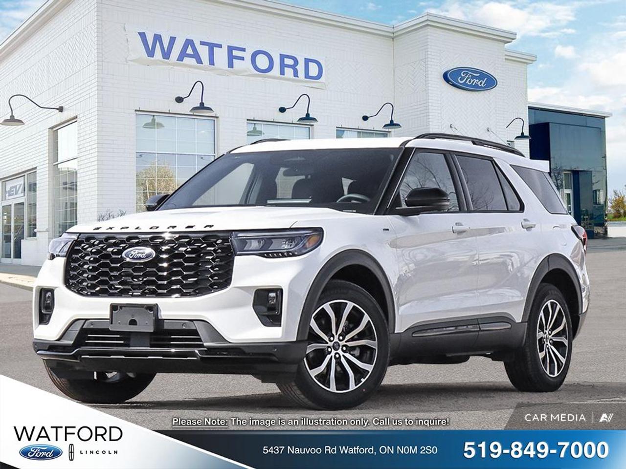 This brand-new 2026 Ford Explorer St-Line at Watford Ford brings bold SUV style, everyday practicality, and confident road manners together in one well-rounded package. Finished in White with an automatic transmission, this new Explorer St-Line is ready for family travel, commuting, and weekend plans in Watford with modern Ford design and a strong, athletic presence.

The 2026 Ford Explorer St-Line stands out with a sporty look and a roomy cabin built for real life. Its fresh design gives it a confident feel on the road, while the automatic transmission supports smooth driving in town and on the highway. For drivers who want a new SUV with comfort, versatility, and proven Ford utility, this model makes a smart choice.

FEATURES OF THE Explorer St-Line

»» Sport-inspired exterior styling details
»» Bold grille and unique accents
»» Athletic stance with modern design
»» Three-row SUV versatility for families

ADVANCED SAFETY FEATURES

»» Rearview camera supports easier reversing
»» Advanced airbag system for protection
»» Stability control helps maintain traction
»» Anti-lock brakes support controlled stops

PERFORMANCE AND EFFICIENCY

»» Automatic transmission for smooth shifting
»» Confident SUV performance for daily driving
»» Tuned for balanced road comfort
»» Ford engineering supports dependable operation

COMFORT AND CONVENIENCE

»» Spacious cabin for passengers and gear
»» Four-door access for daily ease
»» Flexible interior suits busy lifestyles
»» Elevated ride height aids visibility

TECHNONOLGY AND CONNECTIVITY

»» Driver-focused controls within easy reach
»» Clear display supports daily information
»» Modern cabin layout feels intuitive
»» Useful tech enhances everyday driving

CARGO SPACE

»» Large rear cargo area for gear
»» Practical storage for family essentials
»» Versatile layout for changing needs
»» SUV design supports active lifestyles

WHAT OTHER OWNERS LIKE

»» Spacious interior for family travel
»» Comfortable ride for longer trips
»» Useful cargo room for errands
»» Confident driving feel in traffic

This 2026 Ford Explorer St-Line is a strong fit for drivers who want a new SUV that looks sporty yet stays practical. The White exterior gives it a clean, upscale appearance, and its versatile design makes it easy to use every day. From school runs to highway drives, it delivers the space and confidence expected from a modern Ford SUV.

At Watford Ford in Watford, this brand-new 2026 Ford Explorer St-Line offers the value of a fresh vehicle with the appeal of a stylish three-row utility model. It is built to handle daily life with comfort and ease while giving you the presence and flexibility that make an SUV such a popular choice across Canada.

This 2026 Ford Explorer St-Lines VIN is: 1FMUK8KH1TGB39347.<p> and confident road manners together in one well-rounded package. Finished in White with an automatic transmission</p>
<p> athletic presence.

The 2026 Ford Explorer St-Line stands out with a sporty look and a roomy cabin built for real life. Its fresh design gives it a confident feel on the road</p>
<p> while the automatic transmission supports smooth driving in town and on the highway. For drivers who want a new SUV with comfort</p>
<p> this model makes a smart choice.

FEATURES OF THE Explorer St-Line

»» Sport-inspired exterior styling details
»» Bold grille and unique accents
»» Athletic stance with modern design
»» Three-row SUV versatility for families

ADVANCED SAFETY FEATURES

»» Rearview camera supports easier reversing
»» Advanced airbag system for protection
»» Stability control helps maintain traction
»» Anti-lock brakes support controlled stops

PERFORMANCE AND EFFICIENCY

»» Automatic transmission for smooth shifting
»» Confident SUV performance for daily driving
»» Tuned for balanced road comfort
»» Ford engineering supports dependable operation

COMFORT AND CONVENIENCE

»» Spacious cabin for passengers and gear
»» Four-door access for daily ease
»» Flexible interior suits busy lifestyles
»» Elevated ride height aids visibility

TECHNONOLGY AND CONNECTIVITY

»» Driver-focused controls within easy reach
»» Clear display supports daily information
»» Modern cabin layout feels intuitive
»» Useful tech enhances everyday driving

CARGO SPACE

»» Large rear cargo area for gear
»» Practical storage for family essentials
»» Versatile layout for changing needs
»» SUV design supports active lifestyles

WHAT OTHER OWNERS LIKE

»» Spacious interior for family travel
»» Comfortable ride for longer trips
»» Useful cargo room for errands
»» Confident driving feel in traffic

This 2026 Ford Explorer St-Line is a strong fit for drivers who want a new SUV that looks sporty yet stays practical. The White exterior gives it a clean</p>
<p> this brand-new 2026 Ford Explorer St-Line offers the value of a fresh vehicle with the appeal of a stylish three-row utility model. It is built to handle daily life with comfort and ease while giving you the presence and flexibility that make an SUV such a popular choice across Canada.

This 2026 Ford Explorer St-Lines VIN is: 1FMUK8KH1TGB39347.</p>