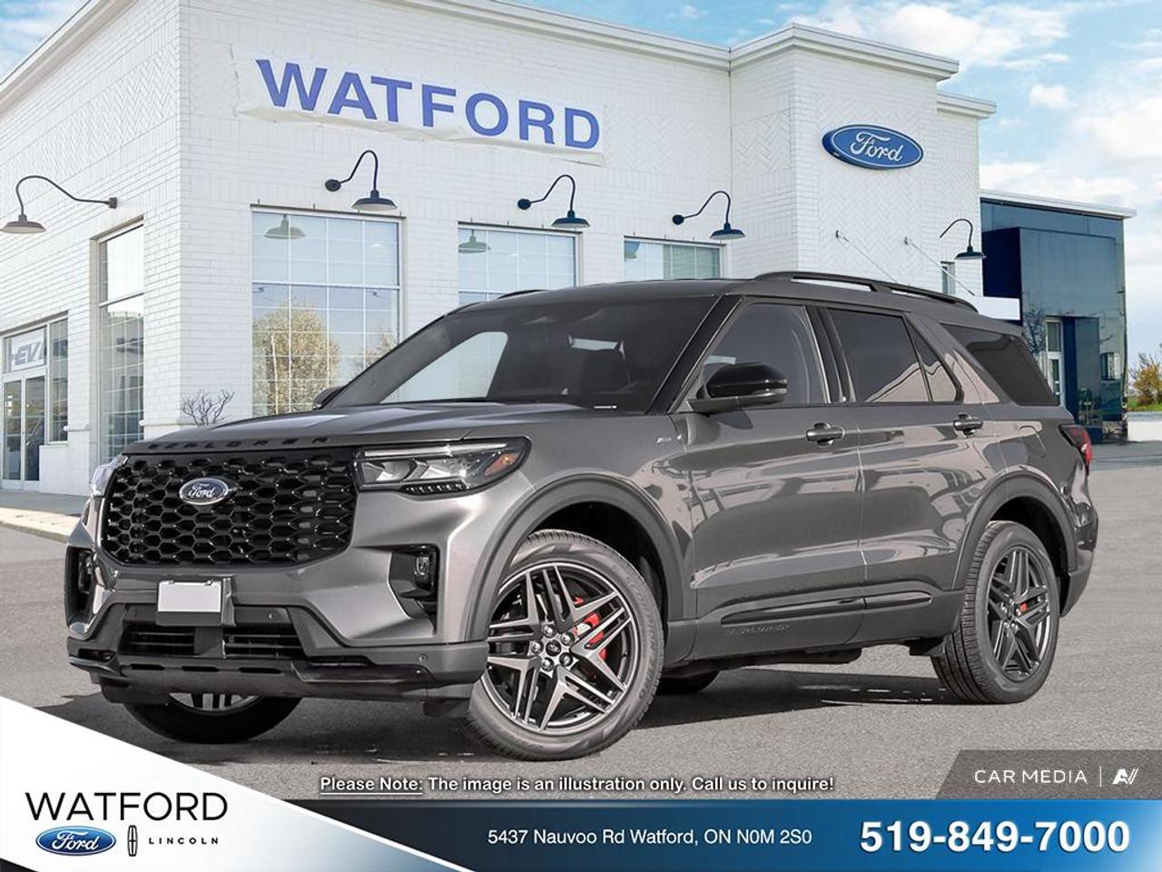 Meet the brand new 2026 Ford Explorer St-Line at Watford Ford in Watford. Finished in Grey and paired with an automatic transmission, this midsize SUV brings a sporty look and everyday practicality to busy family life. The 2026 Ford Explorer St-Line offers confident road presence, flexible interior space, and modern design for drivers who want comfort and utility in one smart package.

Built for Canadian roads and changing seasons, the 2026 Ford Explorer St-Line is a great fit for commuting, weekend travel, and daily errands. Its bold styling, roomy cabin, and versatile SUV layout make it easy to enjoy every drive. At Watford Ford, this new Explorer is ready to deliver capability, comfort, and value in a fresh new package.

FEATURES OF THE Explorer St-Line
»» Sporty exterior styling with bold details
»» Grey finish adds modern road presence
»» Automatic transmission for smooth daily driving
»» Three-row SUV versatility for active families

ADVANCED SAFETY FEATURES
»» Advanced driver-assist features help daily awareness
»» Strong SUV design supports occupant protection
»» High seating position aids outward visibility
»» Built for confident family travel

PERFORMANCE AND EFFICIENCY
»» Automatic transmission delivers smooth gear changes
»» Midsize SUV balance suits daily driving
»» Tuned for confident highway cruising
»» Designed for practical everyday efficiency

COMFORT AND CONVENIENCE
»» Spacious cabin supports family-friendly comfort
»» Four-door access makes entry simple
»» Flexible seating suits passengers and cargo
»» Ideal ride height eases entry

TECHNONOLGY AND CONNECTIVITY
»» Modern cabin layout keeps controls accessible
»» Driver-focused design supports easy operation
»» Clear displays help monitor vehicle information
»» Smart connectivity supports everyday convenience

CARGO SPACE
»» Versatile rear space handles daily gear
»» SUV design supports larger cargo needs
»» Great for groceries and travel bags
»» Flexible interior helps carry more

WHAT OTHER OWNERS LIKE
»» Comfortable ride for family road trips
»» Useful cargo room for everyday errands
»» Easy driving feel in town
»» Confident SUV stance on highways

This 2026 Ford Explorer St-Lines VIN is: 1FMUK8KH5TGB45488.<p>Meet the brand new 2026 Ford Explorer St-Line at Watford Ford in Watford. Finished in Grey and paired with an automatic transmission</p>
<p> this midsize SUV brings a sporty look and everyday practicality to busy family life. The 2026 Ford Explorer St-Line offers confident road presence</p>
<p> and modern design for drivers who want comfort and utility in one smart package.

Built for Canadian roads and changing seasons</p>
<p> and value in a fresh new package.

FEATURES OF THE Explorer St-Line
»» Sporty exterior styling with bold details
»» Grey finish adds modern road presence
»» Automatic transmission for smooth daily driving
»» Three-row SUV versatility for active families

ADVANCED SAFETY FEATURES
»» Advanced driver-assist features help daily awareness
»» Strong SUV design supports occupant protection
»» High seating position aids outward visibility
»» Built for confident family travel

PERFORMANCE AND EFFICIENCY
»» Automatic transmission delivers smooth gear changes
»» Midsize SUV balance suits daily driving
»» Tuned for confident highway cruising
»» Designed for practical everyday efficiency

COMFORT AND CONVENIENCE
»» Spacious cabin supports family-friendly comfort
»» Four-door access makes entry simple
»» Flexible seating suits passengers and cargo
»» Ideal ride height eases entry

TECHNONOLGY AND CONNECTIVITY
»» Modern cabin layout keeps controls accessible
»» Driver-focused design supports easy operation
»» Clear displays help monitor vehicle information
»» Smart connectivity supports everyday convenience

CARGO SPACE
»» Versatile rear space handles daily gear
»» SUV design supports larger cargo needs
»» Great for groceries and travel bags
»» Flexible interior helps carry more

WHAT OTHER OWNERS LIKE
»» Comfortable ride for family road trips
»» Useful cargo room for everyday errands
»» Easy driving feel in town
»» Confident SUV stance on highways

This 2026 Ford Explorer St-Lines VIN is: 1FMUK8KH5TGB45488.</p>