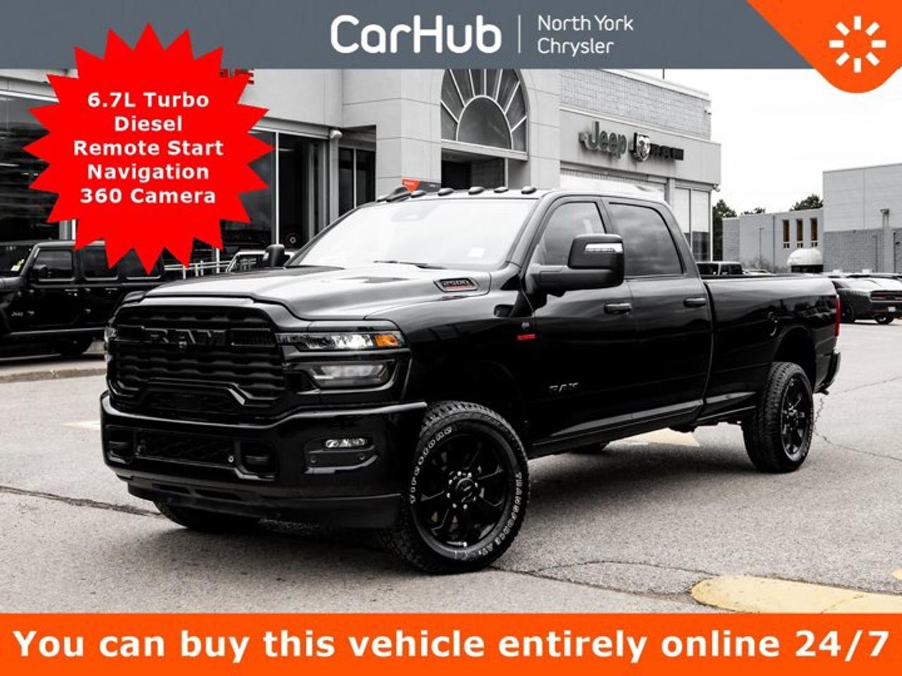 <p>This Ram 2500 boasts a Intercooled Turbo Diesel I-6 6.7 L/408 engine powering this Automatic transmission. WHEELS: 20 X 8 BLACK ALUMINUM, TRANSMISSION: 8-SPEED ZF POWERLINE AUTOMATIC, TRANSFER CASE SKID PLATE SHIELD.</p><p>This Ram 2500 Features the Following Options <br />QUICK ORDER PACKAGE 24Z -inc: Engine: 6.7L Cummins I-6 HO Turbo Diesel, Transmission: 8-Speed ZF Powerline Automatic , TOWING TECHNOLOGY GROUP -inc: Centre Stop Lamp w/Cargo Camera, Surround View Camera System, Trailer Tire Pressure Monitoring, Blind-Spot/Cross-Path, LED Taillamps, Red Taillamp Bezels, Trailer Reverse Guidance, TIRES: LT285/60R20E OWL ON/OFF ROAD, REMOTE START SYSTEM, REAR WHEELHOUSE LINERS, RADIO: UCONNECT 5 NAV W/12.0 DISPLAY, POWER 2-WAY DRIVER LUMBAR ADJUST, NIGHT EDITION -inc: Gloss Black Nostrils/Mic Black Grille, Tires: LT285/60R20E OWL On/Off Road, Black Exterior Badging, Wheels: 20 x 8 Black Aluminum, Body-Colour Grille Surround, Black Interior Accents, Black Wheel Centre Hub, Body-Colour Front Bumper, Painted Rear Bumper, MOPAR FRONT & REAR ALL-WEATHER FLOOR MATS, HEATED SEATS & WHEEL GROUP -inc: Heated Steering Wheel, Front Heated Seats.</p><p>Drive Happy with CarHub</p><p>*** All-inclusive, upfront prices -- no haggling, negotiations, pressure, or games</p><p>*** Purchase or lease a vehicle and receive a $1000 CarHub Rewards card for service.</p><p>*** Purchase this vehicle fully online on CarHub websites</p><p> </p><p>Transparency Statement<br />Online prices and payments are for finance purchases -- please note there is a $850 finance/lease fee. Cash purchases for used vehicles have a $2,350 surcharge (the finance price + $2,350), however cash purchases for new vehicles only have tax and licensing extra -- no surcharge. NEW vehicles priced at over $100,000 including add-ons or accessories are subject to the additional federal luxury tax. While every effort is taken to avoid errors, technical or human error can occur, so please confirm vehicle features, options, materials, and other specs with your CarHub representative. This can easily be done by calling us or by visiting us at the dealership. CarHub used vehicles come standard with 1 key. If we receive more than one key from the previous owner, we include them with the vehicle. Additional keys may be purchased at the time of sale. Ask your Product Advisor for more details. Payments are only estimates derived from a standard term/rate on approved credit. Terms, rates and payments may vary. Prices, rates and payments are subject to change without notice. Please see our website for more details.</p>