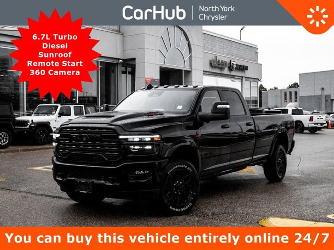 <p>This Ram 2500 boasts a Intercooled Turbo Diesel I-6 6.7 L/408 engine powering this Automatic transmission. WHEELS: 20 X 8.0 NIGHT EDITION BLACK ALUMINUM, TRANSMISSION: 8-SPEED ZF POWERLINE AUTOMATIC, QUICK ORDER PACKAGE 24M LIMITED -inc: Engine: 6.7L Cummins I-6 HO Turbo Diesel, Transmission: 8-Speed ZF Powerline Automatic.</p><p>This Ram 2500 Comes Equipped with These Options <br />NIGHT EDITION -inc: Wheels: 20 x 8.0 Night Edition Black Aluminum, Black Exterior Badging, Body-Colour Grille Surround, Black Interior Accents, Sport Performance Hood, Black Limited Grille, Black Wheel Centre Hub, LIMITED LEVEL 1 EQUIPMENT GROUP -inc: Active Lane Management System, Centre Stop Lamp w/Cargo Camera, Surround View Camera System, LED Bed Lighting, Power Deployable Running Boards, Traffic Sign Recognition, Trailer Tire Pressure Monitoring, Adaptive Steering System, MOPAR Spray-In Bedliner, Anti-Spin Differential Rear Axle, Drowsy Driver Detection, Trailer Reverse Guidance, Digital Rearview Mirror, INSTRUMENT CLUSTER, GVWR: 4,490 KGS (9,900 LBS), ENGINE: 6.7L CUMMINS I-6 HO TURBO DIESEL -inc: Selective Catalytic Reduction (Urea), Dual 730-Amp Maintenance-Free Batteries, Cummins Turbo Diesel Badge, Heavy-Duty Engine Cooling, Diesel Exhaust Brake, Supplemental Heater, 3.42 Axle Ratio, Front Bumper Sight Shields, Capless Fuel-Filler, MOPAR Winter Front Grille Cover, GVWR: 4,622 kgs (10,190 lbs), DIAMOND BLACK CRYSTAL PEARL, CLEARANCE LAMPS, BLACK, ULTRA PREMIUM LEATHER-TRIMMED SEATS, 5TH WHEEL/GOOSENECK TOWING PREP GROUP, 3.42 AXLE RATIO.</p><p>Drive Happy with CarHub</p><p>*** All-inclusive, upfront prices -- no haggling, negotiations, pressure, or games</p><p>*** Purchase or lease a vehicle and receive a $1000 CarHub Rewards card for service.</p><p>*** Purchase this vehicle fully online on CarHub websites</p><p> </p><p>Transparency Statement<br />Online prices and payments are for finance purchases -- please note there is a $850 finance/lease fee. Cash purchases for used vehicles have a $2,350 surcharge (the finance price + $2,350), however cash purchases for new vehicles only have tax and licensing extra -- no surcharge. NEW vehicles priced at over $100,000 including add-ons or accessories are subject to the additional federal luxury tax. While every effort is taken to avoid errors, technical or human error can occur, so please confirm vehicle features, options, materials, and other specs with your CarHub representative. This can easily be done by calling us or by visiting us at the dealership. CarHub used vehicles come standard with 1 key. If we receive more than one key from the previous owner, we include them with the vehicle. Additional keys may be purchased at the time of sale. Ask your Product Advisor for more details. Payments are only estimates derived from a standard term/rate on approved credit. Terms, rates and payments may vary. Prices, rates and payments are subject to change without notice. Please see our website for more details.</p>