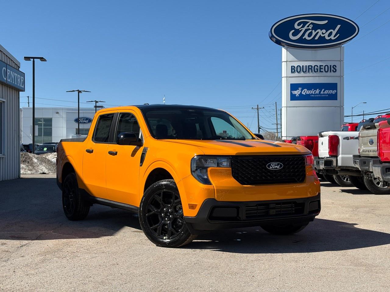 <p>Introducing the 2026 Ford Maverick XLT AWD SuperCrew! This stylish new truck, available in a striking shade, offers impressive all-wheel drive handling that's perfect for Canadian terrains. </p> <p>On the exterior, the Maverick XLT sports a bold and modern appearance that commands attention on the road while its interior setup is both functional and comfortable. The truck is equipped with air conditioning and power windows, ensuring a pleasant travel environment no matter the weather.</p> <p>The Maverick is designed with the latest technology, boasting a 13.2-inch LCD centre display with SYNC 4 featuring enhanced voice recognition. Stay connected with Apple CarPlay, Android Auto compatibility and a wi-fi hotspot, making your drives convenient and entertaining. Safety features like a backup camera, brake assist, and lane assist contribute to a secure driving experience.</p> <p>This 2026 Ford Maverick is ideal for active individuals and families seeking a reliable and tech-savvy vehicle for any adventure. Contact us now to learn more and arrange a test drive. Your new Maverick awaits!</p>