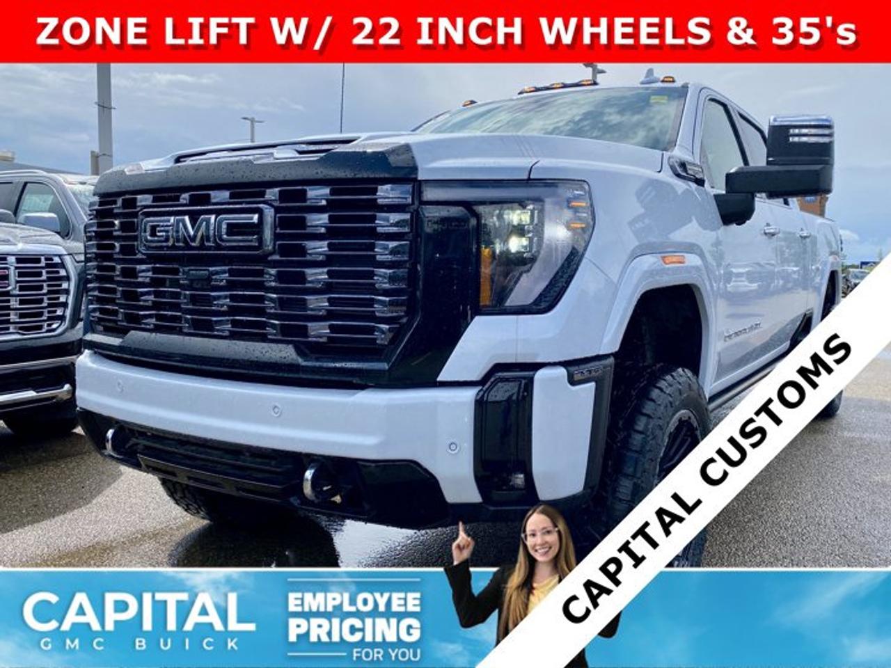 THIS CAPITAL CUSTOM UNIT INCLUDES 3 INCH ZONE LIFT, 22 INCH REBEL FUEL WHEELS, 35 INCH TOYO OPEN COUNTRY AT3s, AND COLOR-MATCHED FENDER FLARES!Check out this 2026 GMC SIERRA 3500 HD Denali Ultimate Duramax Diesel... This fully-loaded Heavy Duty comes equipped with every option, including Heated and Cooling Seats, Heated Steering, Power Assist Steps, Exclusive Alpine Umber Interior, 5th Wheel Prep Package, Power Sunroof, Technology Package, 360 Cam, Rear Streaming Camera Mirror, Heads-up Display, Heated Rear Seats, Adaptive Cruise Control, Wireless Charging, MultiPro Tailgate, and so much more... CALL NOW!Ask for the Internet Department for more information or book your test drive today! Text 507-585-4395 for fast answers at your fingertips!AMVIC Licensed Dealer - Licence Number B1044900