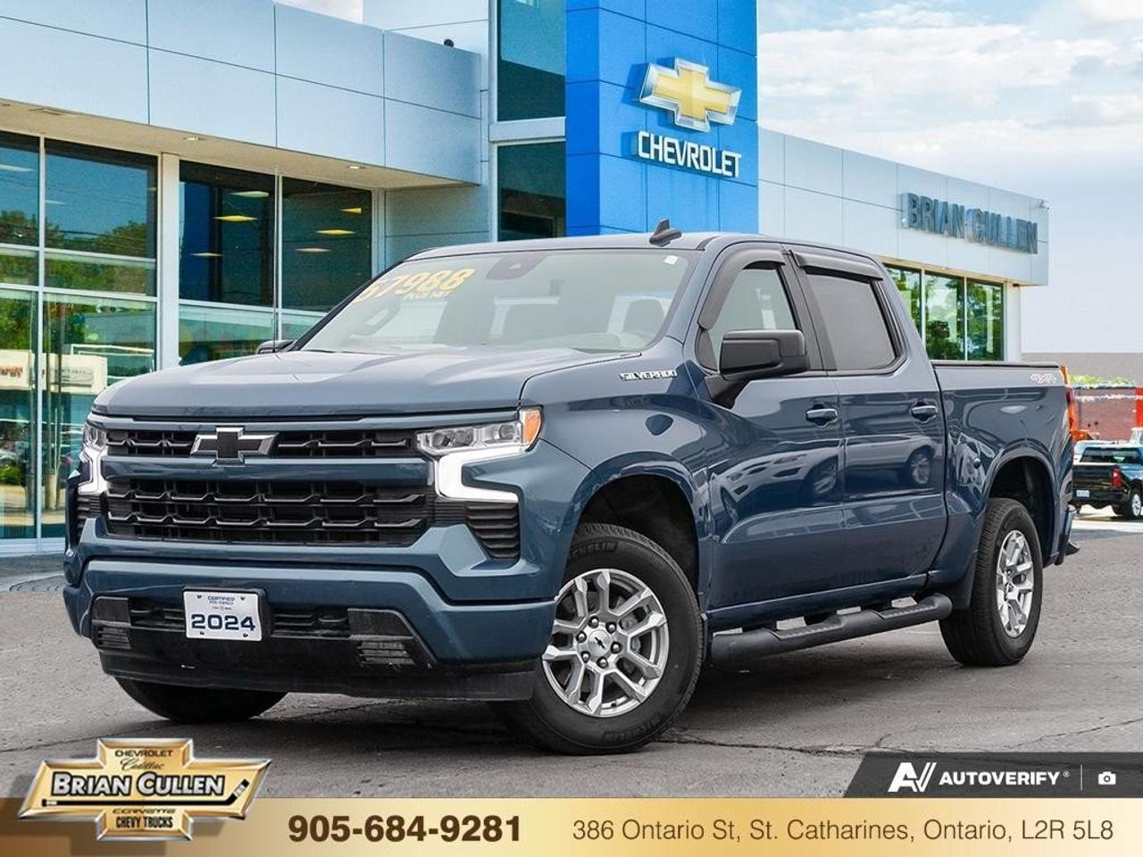 <span style=color:rgb  58 , 58 , 58  ><strong>Special Sale price listed is available to finance purchases only on approved credit. Price of vehicle may differ with other forms of payment. </strong></span>
Get ready to hit the road in the eye-catching blue 2024 Chevrolet Silverado 1500 Crew Cab Short Box 4-Wheel Drive RST. This robust truck offers a 4x4 drivetrain and the RST Preferred Equipment Group for superior handling, whether youre navigating city streets or tackling tough terrain.
The exterior boasts bright silver painted aluminum wheels that pair remarkably with the Lakeshore Blue Metallic body, crafting a powerful yet stylish silhouette. Inside, youll find the comfort of a spacious interior, featuring Gideon/Very Dark Atmosphere cloth seat trim. These front 40/20/40 split-bench seats not only provide comfortable seating but also offer under-seat lockable storage, ideal for securing your belongings.
Technologically advanced, this Silverado RST comes equipped with the Chevrolet Infotainment 3 Premium System, featuring a 13.4-inch diagonal HD color touchscreen. Enjoy seamless connectivity with wireless Android Auto, Apple CarPlay, and a Wi-Fi hotspot, ensuring you stay connected on the go. Safety is prioritized with options like lane assist and a backup camera, making every journey secure and stress-free.
This truck is perfect for the active family or the solo adventurer who values reliability and refined functionality. Ready to experience power and precision driving? Visit Brian Cullen Motors or contact us today to learn more about this extraordinary vehicle.