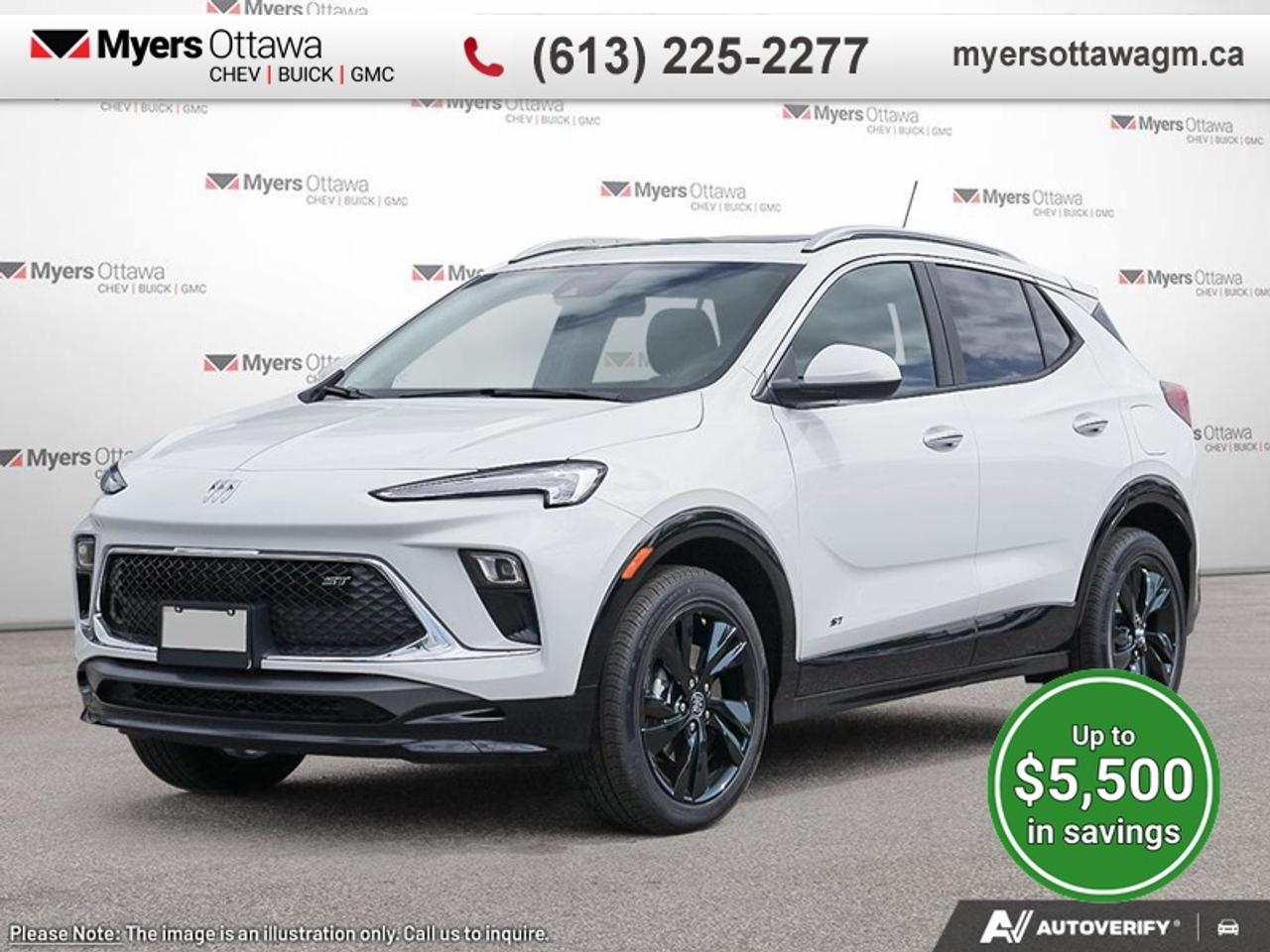 <br> <br>Show up in this Encore GX and you show up exuding poise and style. <br> <br>This intelligently engineered Encore GX is ready to hit the road with versatile seating and cargo, stunning style, and an adventurous spirit. This SUV can fit your life, fit into your life, and help you find where you fit in all in one drive. With efficient power delivery and an engaging infotainment system, even the longest trips are made fun. For the evolution of the luxury family SUV, look no further than this Buick Encore GX.<br> <br>This Summit White SUV has an Automatic transmission. <br> <br> Our Encore GXs trim level is Sport Touring. This Sport Touring trim steps things up with a power liftgate for rear cargo access, exclusive exterior styling and leatherette upholstery, along with great standard features such as heated front seats, a heated steering wheel, remote engine start, and an 11-inch touchscreen with wireless Apple CarPlay and Android Auto. Safety features include lane change alert with side blind zone alert, lane keep assist with lane departure warning, forward collision alert, and front pedestrian braking. This vehicle has been upgraded with the following features: Sport Touring Equipment Group.<br><br> <br>To apply right now for financing use this link: <a href=https://creditonline.dealertrack.ca/Web/Default.aspx?Token=b35bf617-8dfe-4a3a-b6ae-b4e858efb71d&Lang=en target=_blank>https://creditonline.dealertrack.ca/Web/Default.aspx?Token=b35bf617-8dfe-4a3a-b6ae-b4e858efb71d&Lang=en</a><br><br> <br/>    3.99% financing for 84 months. <br> Buy this vehicle now for the lowest bi-weekly payment of <b>$274.56</b> with $0 down for 84 months @ 3.99% APR O.A.C. ( taxes included, **Rebates may not be applicable on all purchase types [cash, lease, or finance]. Eligibility and conditions may vary. Please see dealer for full details and confirmation of eligibility.   ).  Incentives expire 2026-03-31.  See dealer for details. <br> <br><br> Come by and check out our fleet of 50+ used cars and trucks and 170+ new cars and trucks for sale in Ottawa.  o~o