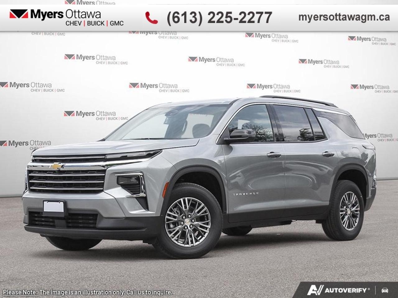 <br> <br>ORDERED TO BE THE MOST AFFORDAVLE TRAVERSE LT AWD YOU CAN BUY. STERLING GREY ON BLACK, AWD, IN STOCK <br> <br>The 2026 Chevrolet Traverse offers generous space, advanced connectivity and refined comfort for drivers who need a capable three-row SUV without compromise. Its interior delivers intuitive tech, premium finishes and seating designed to keep everyone comfortable on every journey. Built to support both daily routines and spirited getaways, the Traverse provides a confident, versatile ride for families and active lifestyles alike.<br> <br>This Sterling Grey Metallic SUV has an Automatic transmission and is powered by a 328HP 2.5L 4 Cylinder Engine. <br> <br> Our Traverses trim level is LT. Standard features in this Traverse LT include heated front seats with a heated steering wheel, remote engine start, an AutoSense power liftgate for rear cargo access, adaptive cruise control, a wireless charging pad, and an expansive 17.7-inch infotainment screen with inbuilt navigation, wireless Apple CarPlay and Android Auto, and SiriusXM. Safety features also include blind zone alert, lane keep assist with lane departure warning, HD surround vision, following distance indication and forward collision alert. This vehicle has been upgraded with the following features: Wireless Charging, Heated Seats, Heated Steering Wheel, Power Liftgate, 360 Camera, Remote Start, Adaptive Cruise Control.<br><br> <br>To apply right now for financing use this link: <a href=https://creditonline.dealertrack.ca/Web/Default.aspx?Token=b35bf617-8dfe-4a3a-b6ae-b4e858efb71d&Lang=en target=_blank>https://creditonline.dealertrack.ca/Web/Default.aspx?Token=b35bf617-8dfe-4a3a-b6ae-b4e858efb71d&Lang=en</a><br><br> <br/> See dealer for details. <br> <br><br> Come by and check out our fleet of 60+ used cars and trucks and 170+ new cars and trucks for sale in Ottawa.  o~o