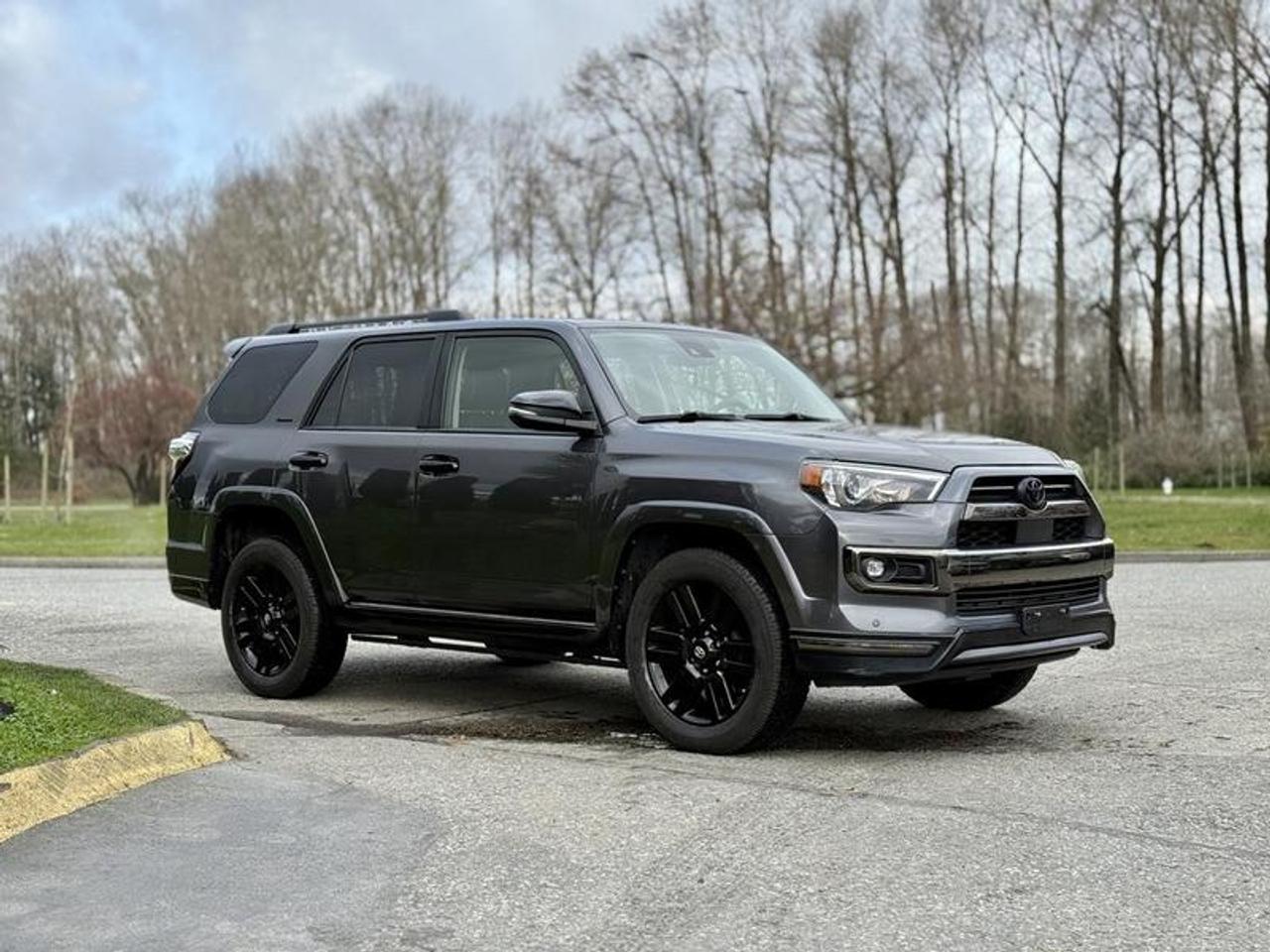This 2021 Toyota 4Runner Limited Nightshade Edition is powered by a 4.0L V6 paired with an automatic transmission and four-wheel drive, and features a 7-passenger configuration with a selectable 4x4 system including 4LO. It is equipped with heated and ventilated leather seats, power sunroof, backup camera, parking sensors, and Bluetooth connectivity with AM/FM audio. Additional features include automatic side steps, rear power window, power windows, power door locks, and power mirrors, along with cruise control and air conditioning. Finished in grey with a black leather interior, this SUV offers a well-equipped and versatile setup suitable for both everyday driving and all-season capability. This item is currently OFFSITE. You must register an appointment with our office to schedule an offsite viewing. Appointments must be made a minimum of one business day in advance (and as defined by the days that Repo.com is open for business) before your appointment can be scheduled and confirmed. We may, at our own discretion, instead opt to transport smaller items to Repo.coms main yard for viewing purposes.  $47,980.00 plus $375 processing fee, $48,355.00 total payment obligation before taxes.   Listing report, warranty, contract commitment cancellation fee, financing available on approved credit (some limitations and exceptions may apply). All above specifications and information is considered to be accurate but is not guaranteed and no opinion or advice is given as to whether this item should be purchased. We do not allow test drives due to theft, fraud, acts of vandalism and undetectable impaired driving. Instead we provide the following benefits: Complimentary Warranty (with options to extend), Limited Money Back Satisfaction Guarantee on Fully Completed Contracts, Contract Commitment Cancellation, and an Open-Ended Sell-Back Option. Ask seller for details or call 604-522-REPO(7376) to confirm listing availability.