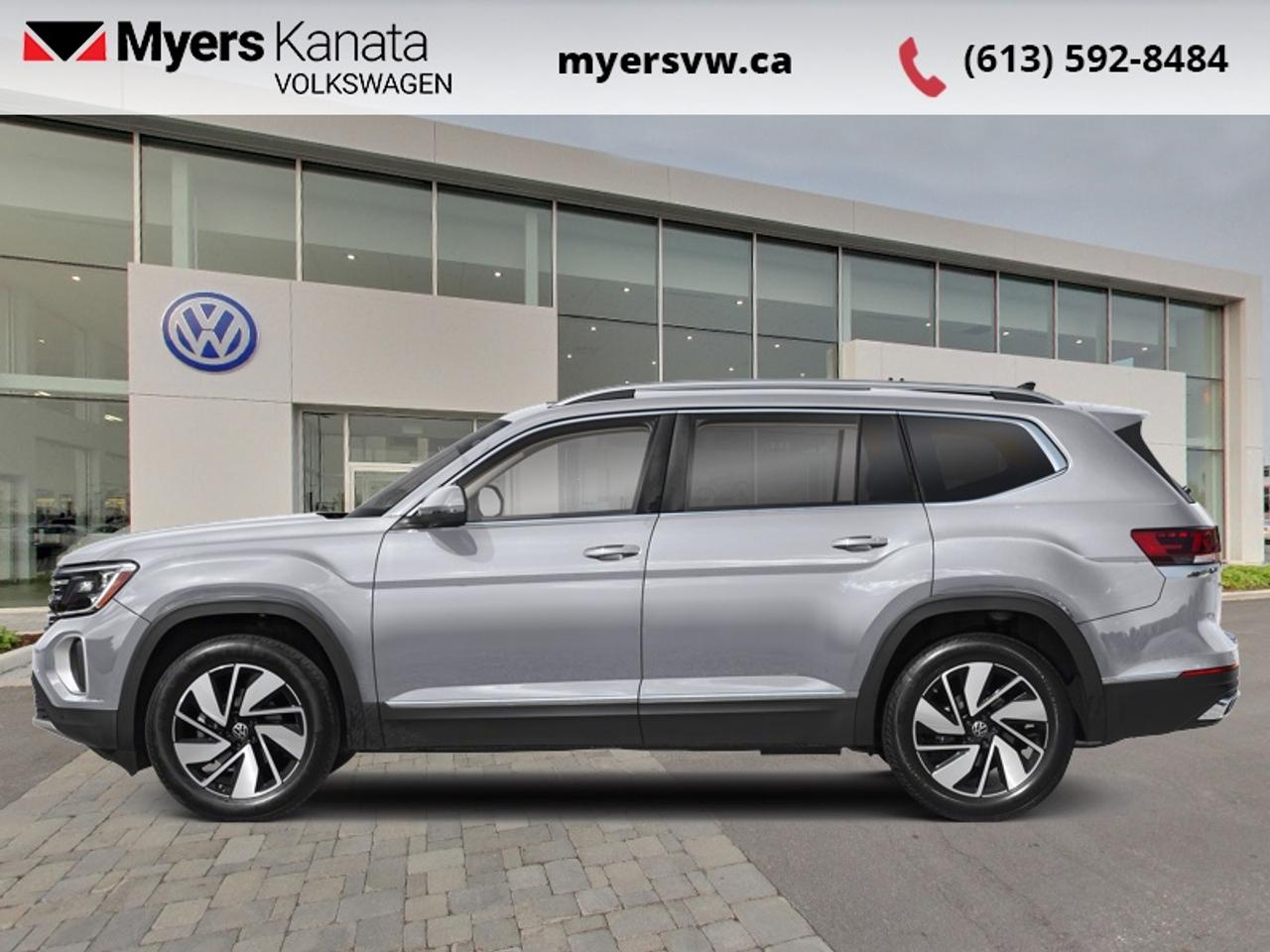 <b>Sunroof,  Navigation,  360 Camera,  Leather Seats,  Premium Audio!</b><br> <br> <br> <br>The 2026 Volkswagen Atlas stands out with its striking presence, sharp exterior details and strong character that demand attention on every drive. <br> <br>From the outside, the Atlas features a rugged stance, refined bodywork and modern lighting that give it bold SUV appeal. Inside, the cabin offers generous space across all three rows, intuitive connectivity and seating designed for both passengers and cargo. With its spacious utility, smart features and Volkswagens commitment to quality, the Atlas delivers a well-rounded choice for drivers seeking practicality without compromise.<br> <br>This Silvbird Metallic SUV has an Automatic transmission. <br> <br> Our Atlass trim level is Highline. This trim rewards you with a panoramic sunroof, an aerial view camera system, and a 10-speaker harman/kardon audio system. Other standard features include ventilated and heated front seats, heated rear seats, leather upholstery, a heated steering wheel, adaptive cruise control, Car-Net 4G LTE, remote engine start, a power liftgate for rear cargo access, and a 12-inch infotainment screen with inbuilt navigation, Apple CarPlay and Android Auto. Safety features also include lane keep assist with lane departure warning, collision mitigation, blind spot alert, front and rear parking sensors, and forward collision mitigation. This vehicle has been upgraded with the following features: Sunroof, Navigation, 360 Camera, Leather Seats, Premium Audio, Cooled Seats, Heated Steering Wheel.<br><br> <br>To apply right now for financing use this link: <a href=https://www.myersvw.ca/en/form/new/financing-request-step-1/44 target=_blank>https://www.myersvw.ca/en/form/new/financing-request-step-1/44</a><br><br> <br/><br>Call one of our experienced Sales Representatives today and book your very own test drive! Why buy from us? Move with the Myers Automotive Group since 1942! We take all trade-ins - Appraisers on site!<br> Come by and check out our fleet of 40+ used cars and trucks and 160+ new cars and trucks for sale in Kanata.  o~o