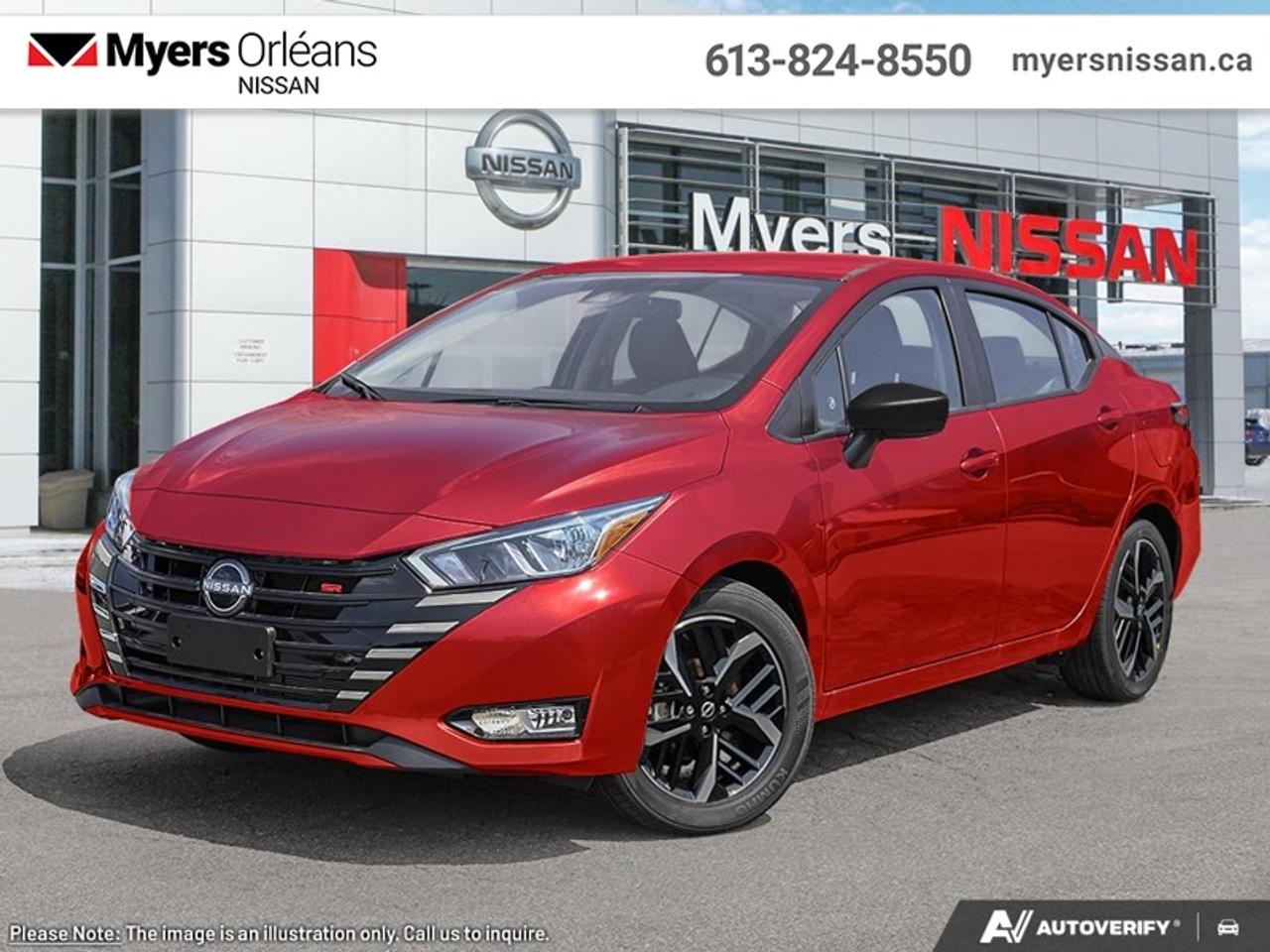 <b>Certified, Low Mileage, Navigation,  LED Lights,  SiriusXM,  Heated Seats,  Apple CarPlay!</b><br> <br>  Compare at $27145 - Our Price is just $25888! <br> <br>$1257 DEALER DISCOUNT !!<br> <br>The Nissan Versa stays true to the core mandate of providing a value-packed yet competent urban commuter. The updated looks and smooth handling with class-leading efficiency are few of the delightful characteristics that make this subcompact sedan a top pick. The interior is also loaded with great tech and safety features that ensure a blissful and hassle-free commute every time, in all conditions. This low mileage sedan has just 10 km. Its nice in colour. It has an Automatic transmission and is powered by a 122HP 1.6L 4 Cylinder Engine. <br> <br> Our Versas trim level is SR. his range-topping Versa SR gets an upgraded 8-inch infotainment screen with navigation, SiriusXM satellite radio, Apple CarPlay and Android Auto, LED lights, silver alloy wheels, a lip spoiler, and a dark chrome grille. Other features include SR fabric heated front seats, remote start, blind spot detection, front fog lamps, remote keyless entry, cruise control with steering wheel controls, air conditioning, Siri Eyes Free, and Google Assistant voice recognition. Safety features include intelligent emergency braking, lane departure warning, front and rear collision mitigation, and a rearview camera. This vehicle has been upgraded with the following features: Navigation, LED Lights, SiriusXM, Heated Seats, Apple CarPlay, Android Auto, Remote Start.<br> <br/><br>We are proud to regularly serve our clients and ready to help you find the right car that fits your needs, your wants, and your budget.And, of course, were always happy to answer any of your questions.Proudly supporting Ottawa, Orleans, Vanier, Barrhaven, Kanata, Nepean, Stittsville, Carp, Dunrobin, Kemptville, Westboro, Cumberland, Rockland, Embrun , Casselman , Limoges, Crysler and beyond! Call us at (613) 824-8550 or use the Get More Info button for more information. Please see dealer for details. The vehicle may not be exactly as shown. The selling price includes all fees, licensing & taxes are extra. OMVIC licensed.Find out why Myers Orleans Nissan is Ottawas number one rated Nissan dealership for customer satisfaction! We take pride in offering our clients exceptional bilingual customer service throughout our sales, service and parts departments. Located just off highway 174 at the Jean DÀrc exit, in the Orleans Auto Mall, we have a huge selection of Used vehicles and our professional team will help you find the Nissan that fits both your lifestyle and budget. And if we dont have it here, we will find it or you! Visit or call us today.<br>*LIFETIME ENGINE TRANSMISSION WARRANTY NOT AVAILABLE ON VEHICLES WITH KMS EXCEEDING 140,000KM, VEHICLES 8 YEARS & OLDER, OR HIGHLINE BRAND VEHICLE(eg. BMW, INFINITI. CADILLAC, LEXUS...)<br> Come by and check out our fleet of 30+ used cars and trucks and 100+ new cars and trucks for sale in Orleans.  o~o
