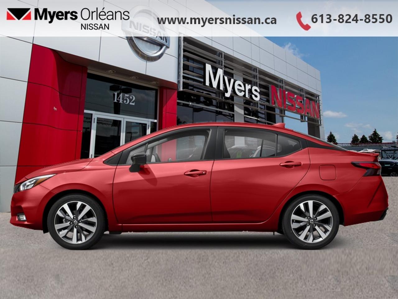 <b>Synthetic Leather,  SR Badging,  Android Auto,  Apple CarPlay,  Heated Seats!</b><br> <br> This small but versatile 2021 Nissan Versa is equipped with spacious back seats and a voluminous trunk. This 2021 Nissan Versa is fresh on our lot in Orleans. <br> <br>The 2021 Nissan Versa is built for the modern car buyer. Its small size and agile nature make it perfect for urban commute, and its long list of upgrades and features make it easy to suit to your needs. All this style and character on top of a fuel efficient motor make the Nissan Versa the perfect subcompact for the new car owner. This sedan has 90,535 km. Its Red in colour. It has an Automatic transmission and is powered by a 122HP 1.6L 4 Cylinder Engine. It may have some remaining factory warranty, please check with dealer for details. <br> <br> Our Versas trim level is SR. This Nissan Versa has a dark chrome grille, fully automatic LED lights with fog lamps, 7 inch color touchscreen, remote keyless entry, emergency braking, and lane departure warning. This SR adds Prima-Tex synthetic leather seats, interior SR badging, remote start and trunk release, alloy wheels, heated side mirrors, Android Auto, Apple CarPlay, heated seats, and blind spot warning. This vehicle has been upgraded with the following features: Synthetic Leather, SR Badging, Android Auto, Apple CarPlay, Heated Seats, Emergency Braking, Lane Departure Warning.<br> <br/><br>We are proud to regularly serve our clients and ready to help you find the right car that fits your needs, your wants, and your budget.And, of course, were always happy to answer any of your questions.Proudly supporting Ottawa, Orleans, Vanier, Barrhaven, Kanata, Nepean, Stittsville, Carp, Dunrobin, Kemptville, Westboro, Cumberland, Rockland, Embrun , Casselman , Limoges, Crysler and beyond! Call us at (613) 824-8550 or use the Get More Info button for more information. Please see dealer for details. The vehicle may not be exactly as shown. The selling price includes all fees, licensing & taxes are extra. OMVIC licensed.Find out why Myers Orleans Nissan is Ottawas number one rated Nissan dealership for customer satisfaction! We take pride in offering our clients exceptional bilingual customer service throughout our sales, service and parts departments. Located just off highway 174 at the Jean DÀrc exit, in the Orleans Auto Mall, we have a huge selection of Used vehicles and our professional team will help you find the Nissan that fits both your lifestyle and budget. And if we dont have it here, we will find it or you! Visit or call us today.<br>*LIFETIME ENGINE TRANSMISSION WARRANTY NOT AVAILABLE ON VEHICLES WITH KMS EXCEEDING 140,000KM, VEHICLES 8 YEARS & OLDER, OR HIGHLINE BRAND VEHICLE(eg. BMW, INFINITI. CADILLAC, LEXUS...)<br> Come by and check out our fleet of 30+ used cars and trucks and 130+ new cars and trucks for sale in Orleans.  o~o