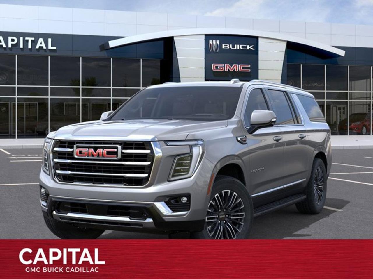 This 2026 GMC Yukon XL in Sterling Metallic is equipped with 4WD and Gas V8 5.3L/ engine.The GMC Yukon is designed with power and purpose. Bold exterior styling cues and refined details give it an unmistakable presence on the road. From its three-dimensional grille, advanced lighting and stylish wheels to its active grille shutters, rainsense front wipers and hidden rear wiper, youll find innovative features both inside and out. With seating for up to nine, premium materials and inspiring capability, this SUV offers a perfect blend of craftsmanship, comfort and functionality. The interior features optional heated and ventilated seats, heated steering wheel, a quiet cabin, keyless open and start and climate controls. Not to mention the innovative seating and storage, from third-row power fold flat seats and second-row power-release fold and tumble seats to a large center console, articulating screen with hidden storage and 1113 L /39.3 cu. ft. (XL model; Yukon 433 L /15.3 cu. ft.) of cargo space behind the third row. The Yukon comes with 5.3L V-8 EcoTec3 Engine, can tow up to 3856 KG (8500 LB.) And to deliver a refined, solid and smooth drive, youll find hydraulic mounts, improved handling and automatic locking rear differential. Technology and infotainment innovations let you stay conveniently connected and in control, with features like multiple USB ports and an 8-inch infotainment system with available navigation. Not to mention a customizable driver information center, rear vision camera, rear seat reminder and access to the myGMC app. This SUV is equipped with an array of available advanced safety features to help prepare you for the unexpected, including available forward collision alert, low speed forward automatic braking, front and rear park assist, and much more.Check out this vehicles pictures, features, options and specs, and let us know if you have any questions. Helping find the perfect vehicle FOR YOU is our only priority.P.S...Sometimes texting is easier. Text (or call) 306-801-9090 for fast answers at your fingertips!Dealer License #914248Disclaimer: All prices are plus taxes & fees. See dealer for Details. Dealer Permit # 914248 See dealer for Details.