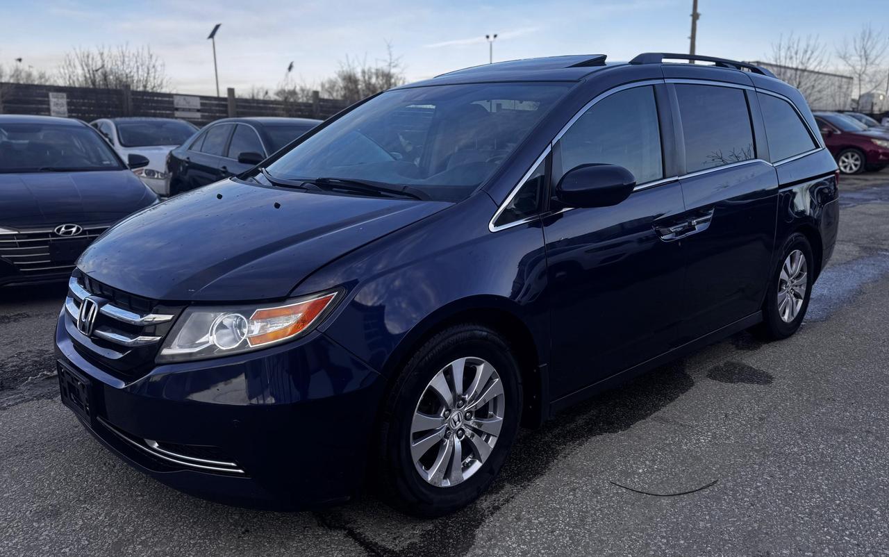 Just Arrived! Beautiful Blue on Grey Leather Interior 2014 Honda Odyssey EX-L with Navigation! Clean. Has 282,829 kms. Timing Belt & Water Pump Just Replaced! Local Ontario Vehicle. 8 Seater. Runs Well. No Issues. Fully Loaded with Navigation System, Backup Camera, Push Button Start, Keyless Entry, Power Tailgate, Heated Seats, Power Seats, Cool Storage Box, Bluetooth, CD/AUX/USB, A/C. Sunroof, Parking Sensors, Blindspot Camera, Alloy Wheels, and Much More!! <br/> <br/> <br/> *Safety Certified at no extra cost* <br/> <br/> <br/> *Welcome to get vehicle checked by any mechanic before purchase* <br/> <br/> <br/> All in price : $8,499 plus HST and Licensing. <br/> Call : 647-631-8755 or 647-303-2585 <br/> <br/> <br/> Brampton Auto Center <br/> 69 Eastern Avenue, Brampton ON, L6W 1X9. Unit 206 <br/> <br/> <br/> Brampton Auto Center, welcomes you! Family owned dealership located in the GTA. We take pride in our work. Customer service is our priority. Full disclosure with honesty. We are OMVIC registered and proud member of the UCDA. You are welcomed to get the vehicle checked by any mechanic before purchase, for quality assurance. Financing available for all types of credit! Good, bad or no credit. No problem! We will get you approved. Warranty options available for any year, make or model! Contact dealer for more details. <br/> <br/> <br/> E-mail : info@bramptonautocenter.ca <br/>